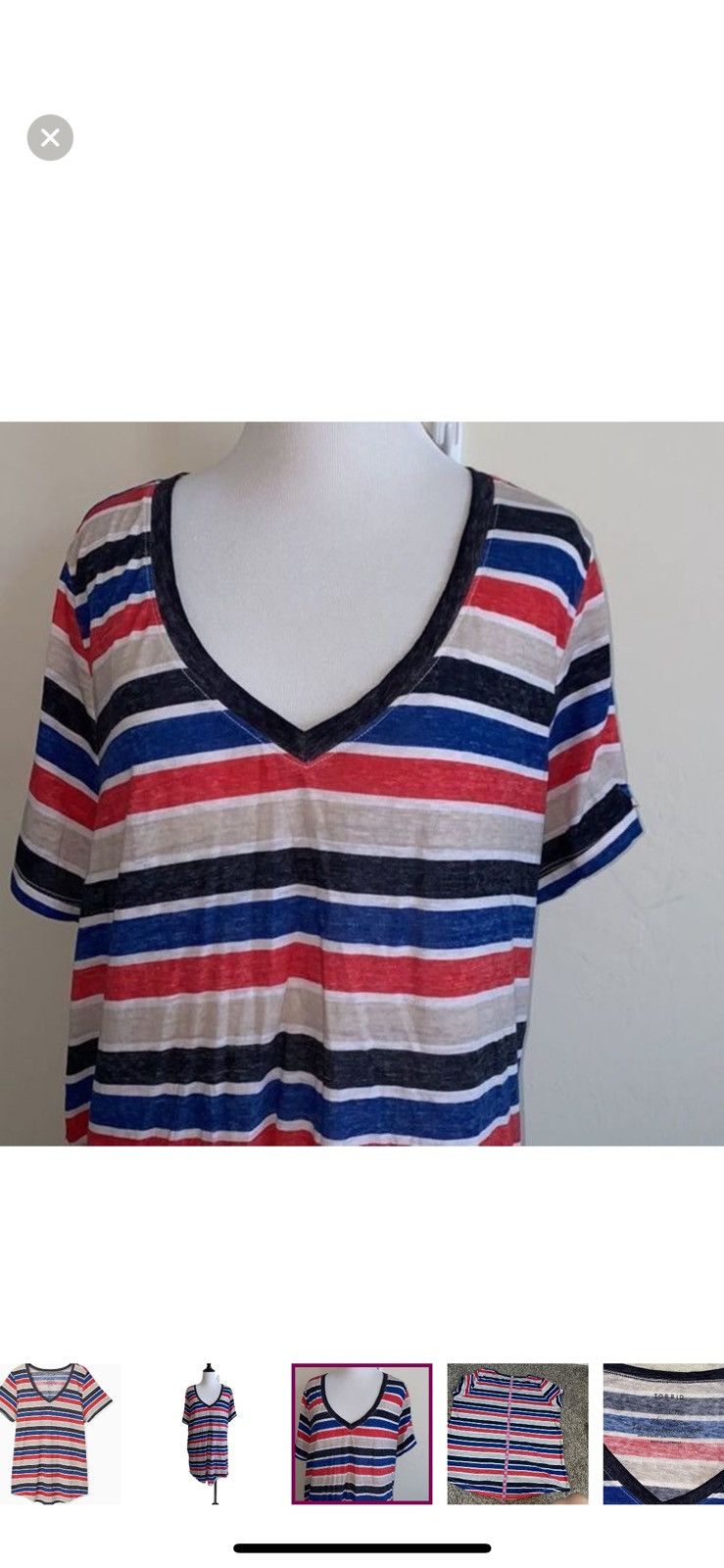 Torrid Torrid 1x v neck tee with triblend burnout stripes Size XL / US 12-14 / IT 48-50 - 2 Thumbnail
