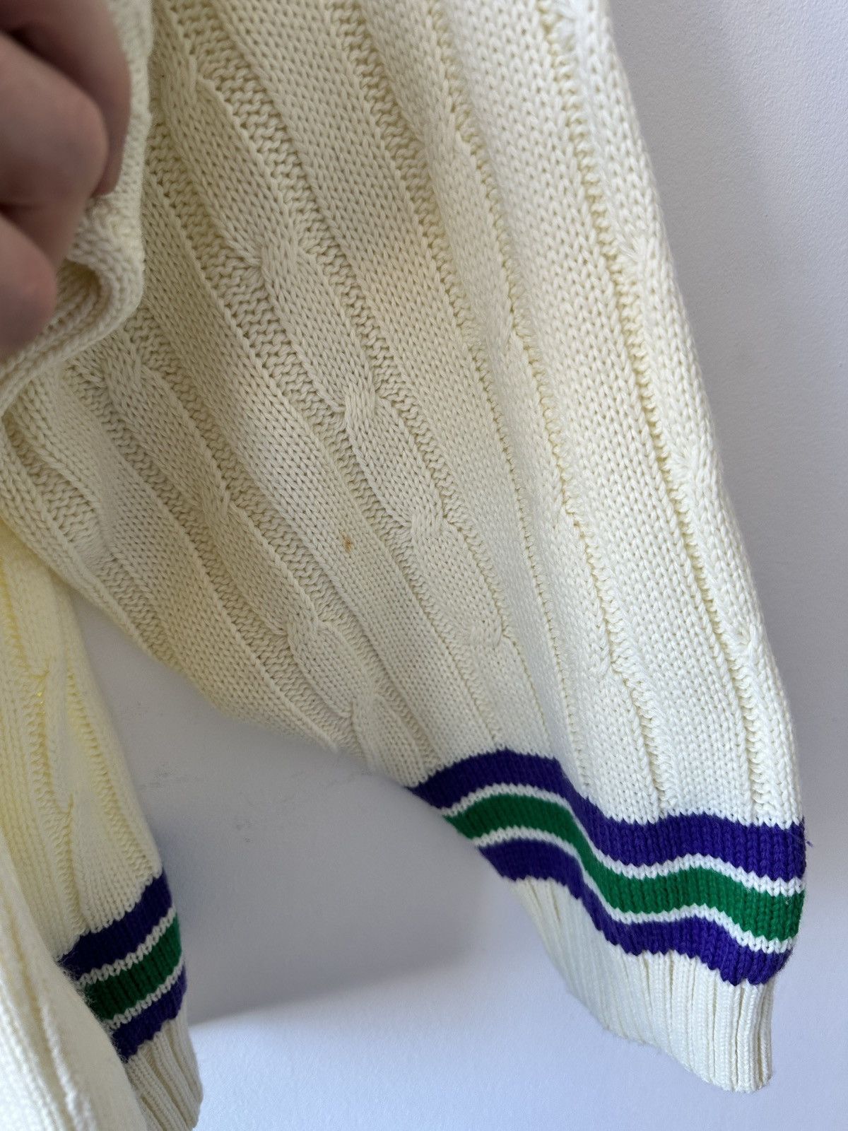 Other RARE Vintage WIMBLEDON Tennis Sweater V-Neck Cable Knit Size US L / EU 52-54 / 3 - 10 Thumbnail