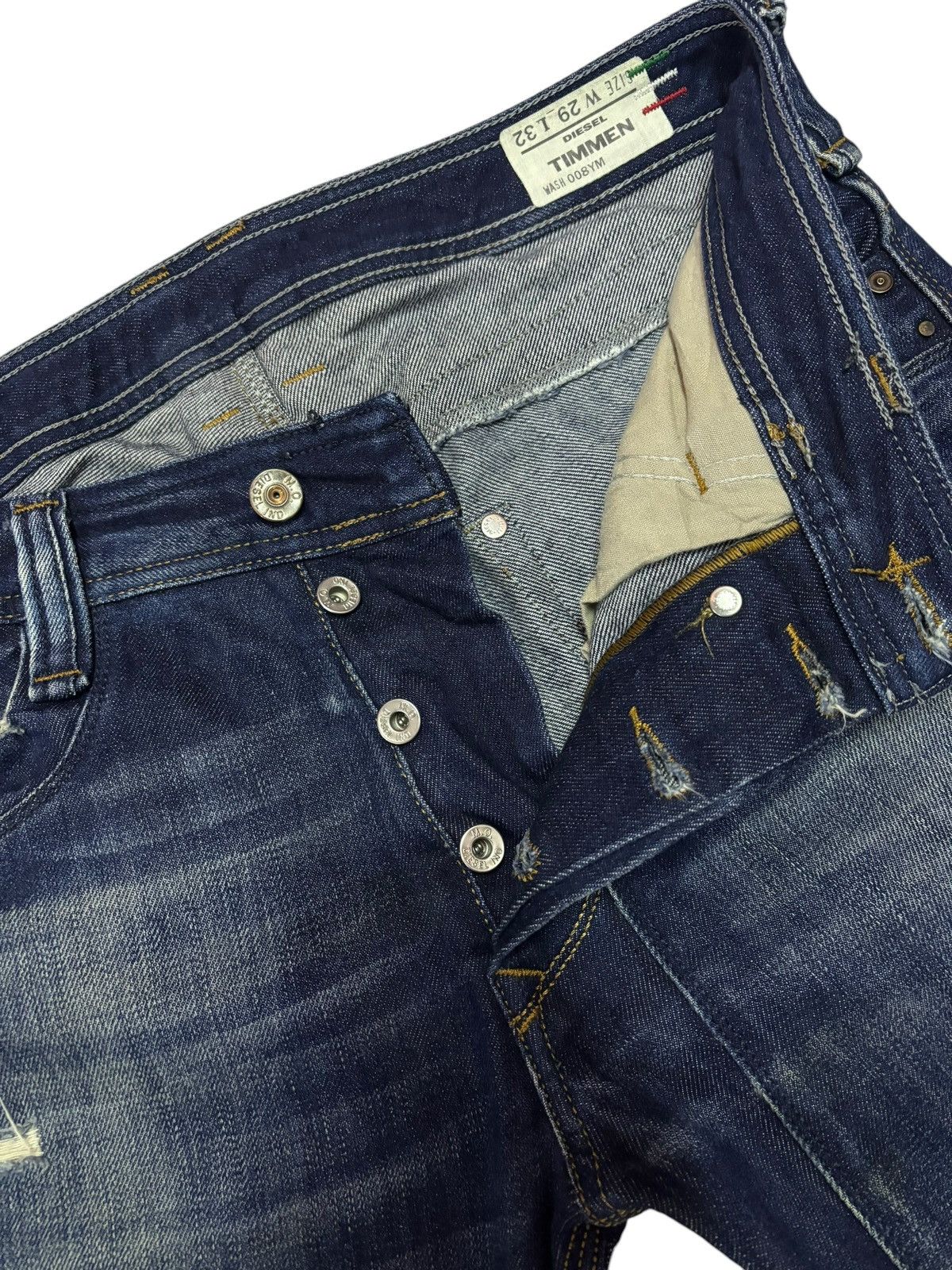 Diesel × Vintage Italy Diesel Timmen Baumwolle Faded Distressed Jeans Size US 32 / EU 48 - 5 Thumbnail