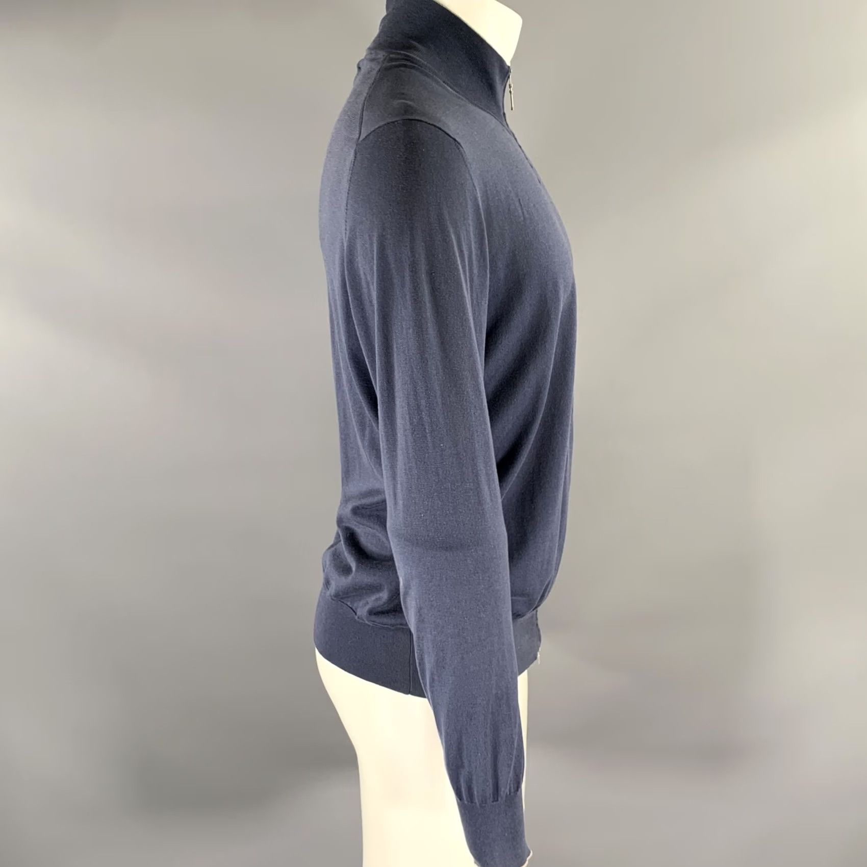 Brunello Cucinelli BRUNELLO CUCINELLI Navy Grey Cotton Zip Up Jacket M Men Size US M / EU 48-50 / 2 - 3 Thumbnail