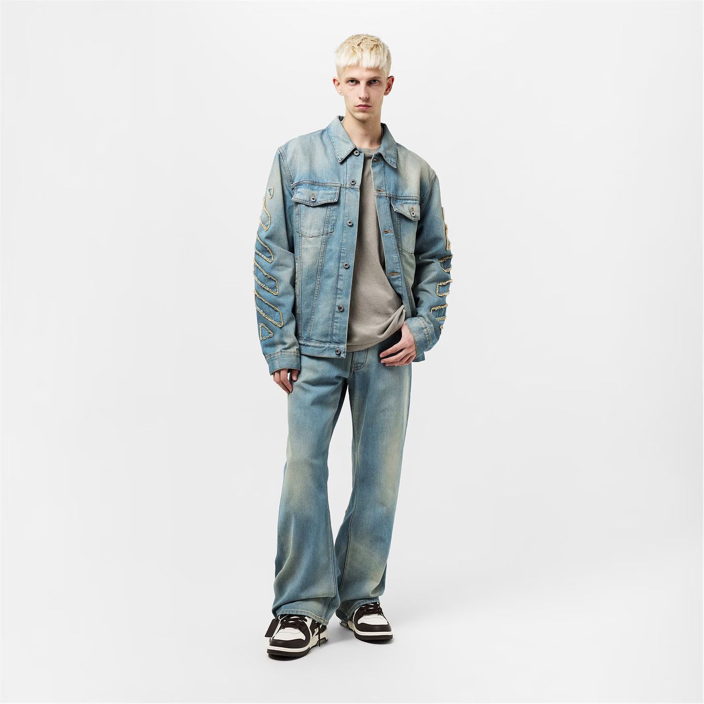 Off-White o1g2r1mq0326 Patch Wide Leg Jeans in Blue Size US 34 / EU 50 - 6 Thumbnail
