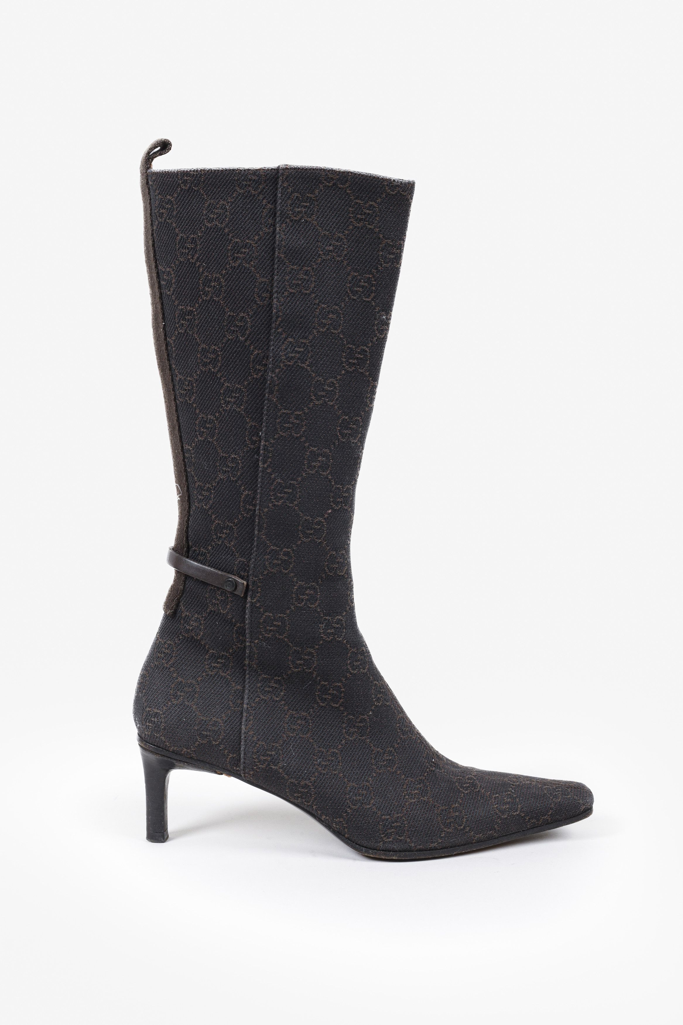 image of Gucci GG Monogram Canvas Espresso Brown Boots, Women's (Size 4)