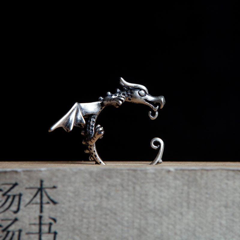 Jewelry Dragon Retro Earrings One Pairs Chrome Jewelry Size ONE SIZE - 4 Thumbnail