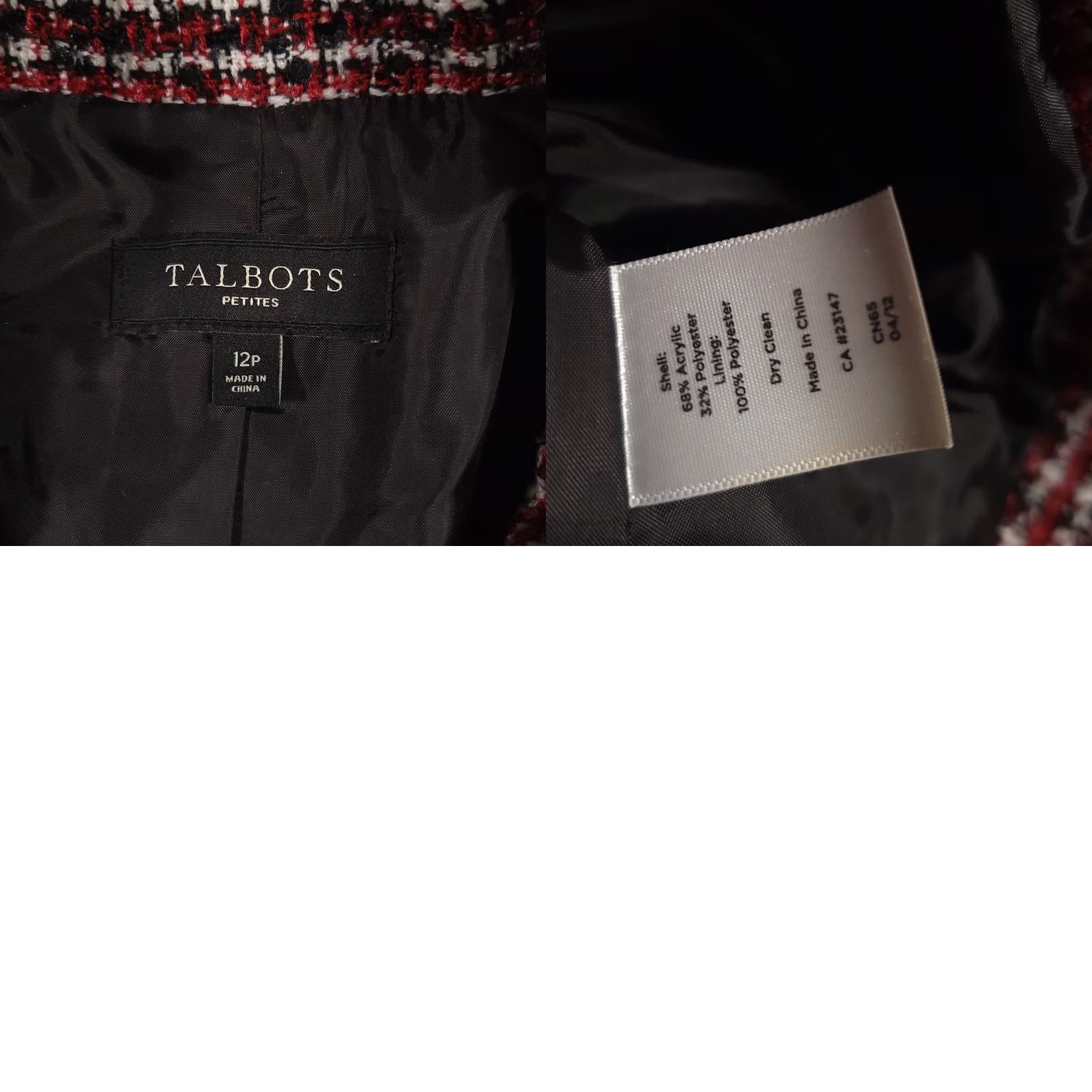 Talbots Talbots Blazer Tweed Jacket Women's 12P Petite Full Zip Lined Coat Business Red Size XL / US 12-14 / IT 48-50 - 9 Thumbnail