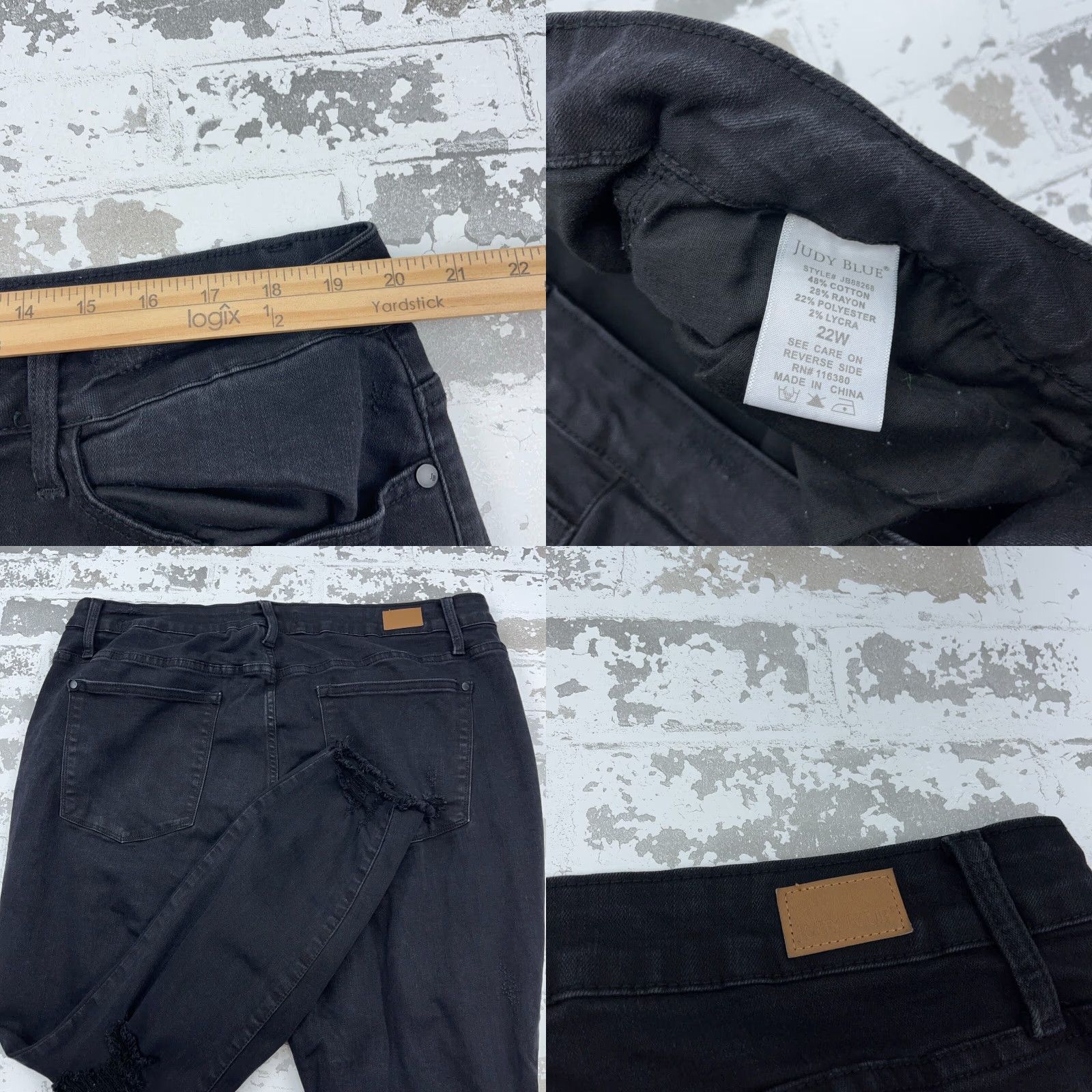 Denime Judy Blue Jeans Women 22W Skinny Denim Pants Blue Stretch High Rise 5-Pocket Distressed? Wait holes plus A73 Size 40" / US 18 - 9 Thumbnail