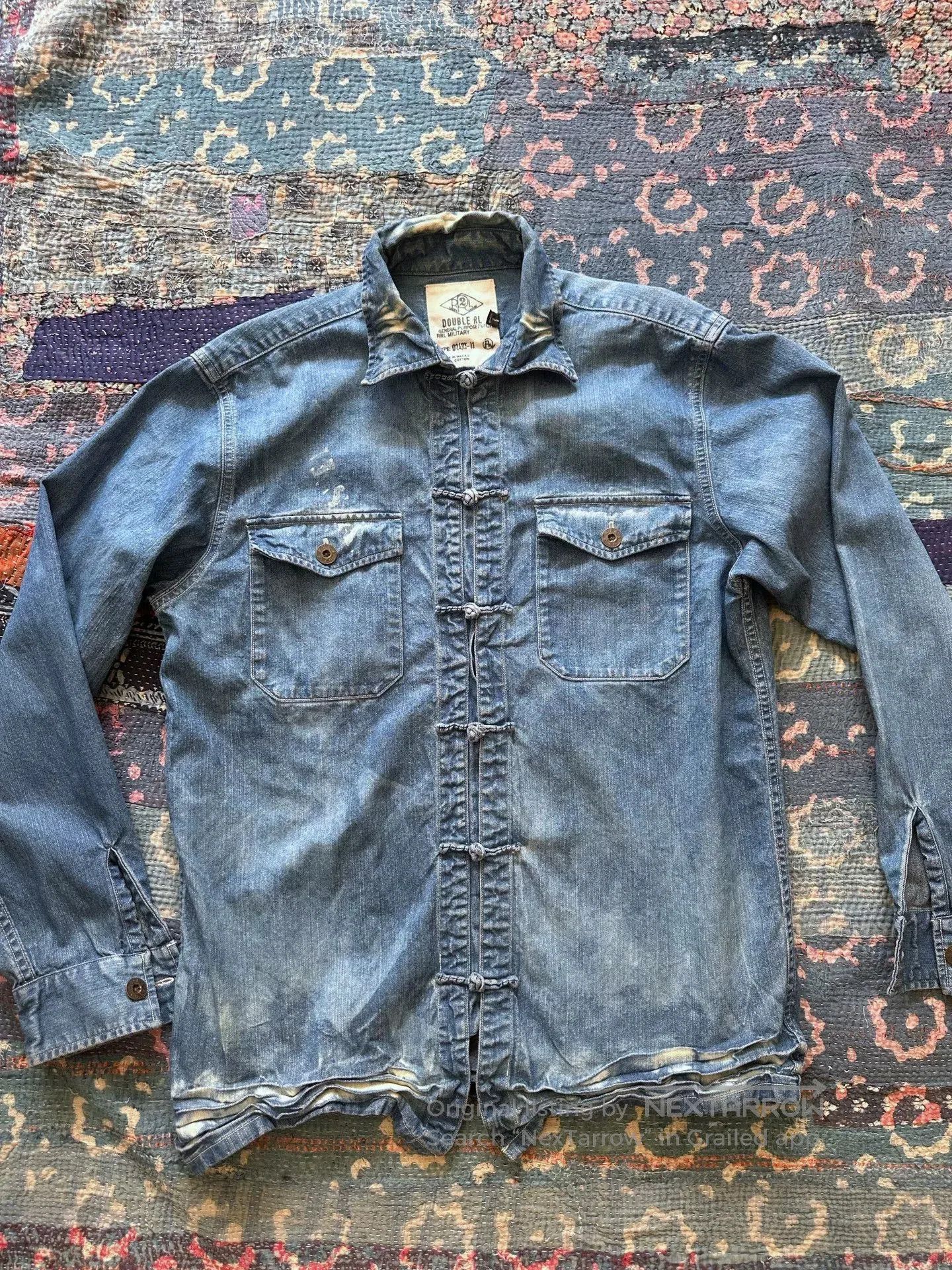 RRL Ralph Lauren rrl vintage denim shirt with distressed look. Size US M / EU 48-50 / 2 - 1 Thumbnail