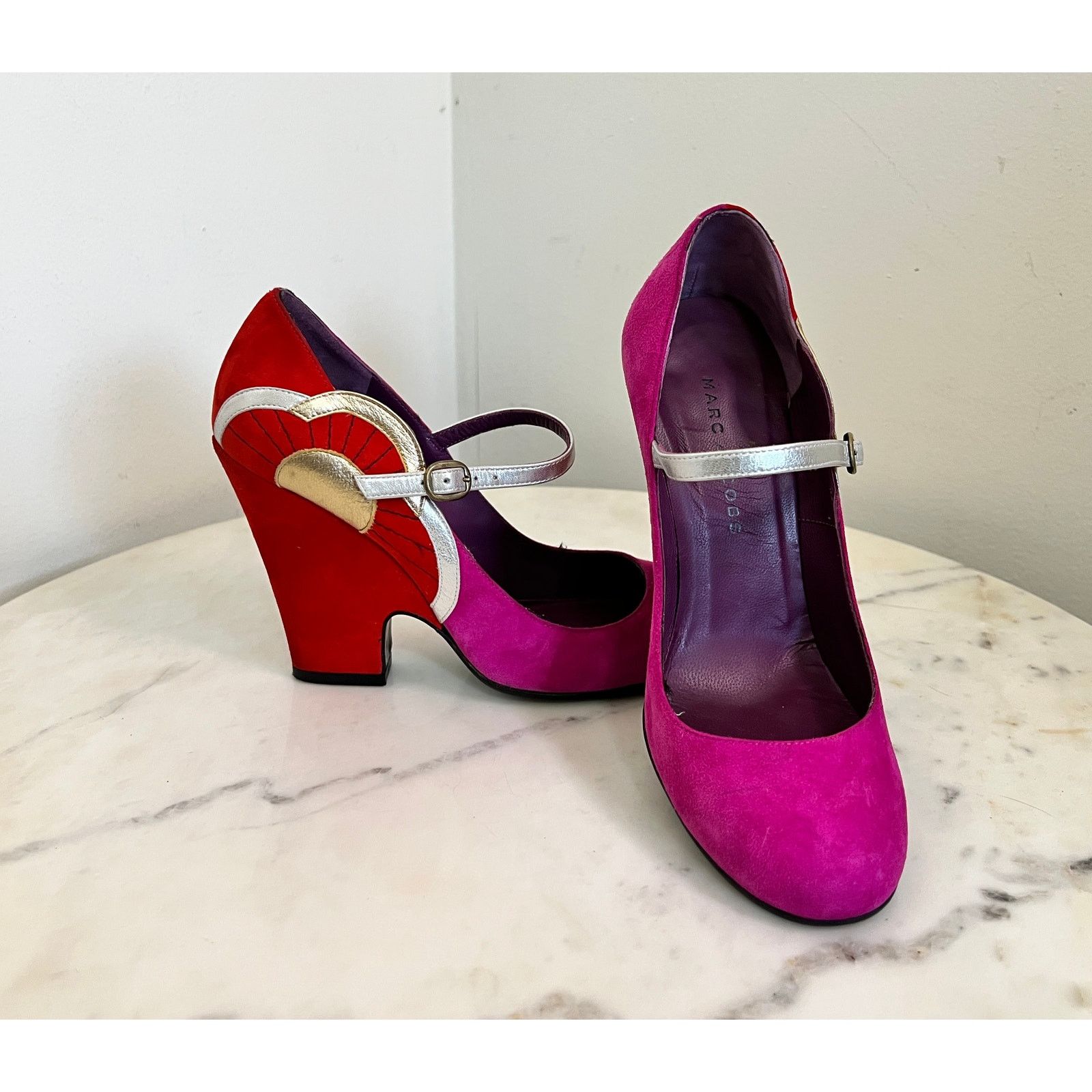 Marc Jacobs VINTAGE 2004 MARC JACOBS PINK/RED MARYJANE SHOES – EU 36.5 Size US 6.5 / IT 36.5 - 2 Thumbnail