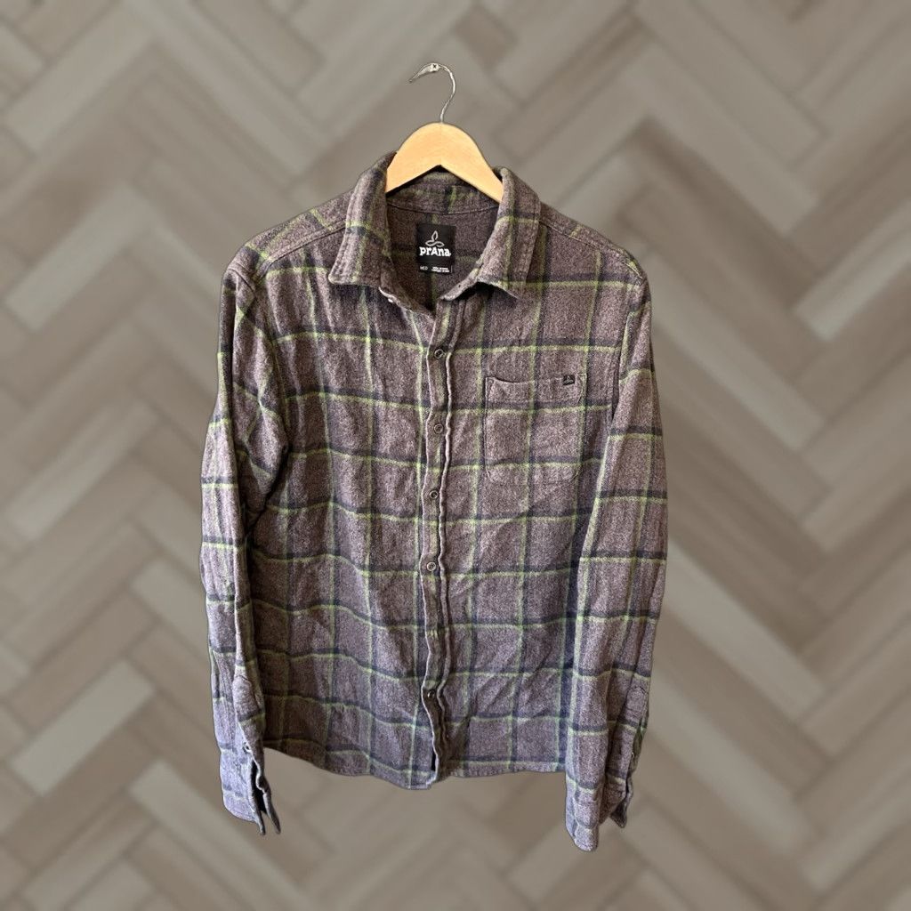 Prana Prana Mens Gray Plaid Long Sleeve Button-Up Shirt Size M Size US M / EU 48-50 / 2 - 1 Thumbnail