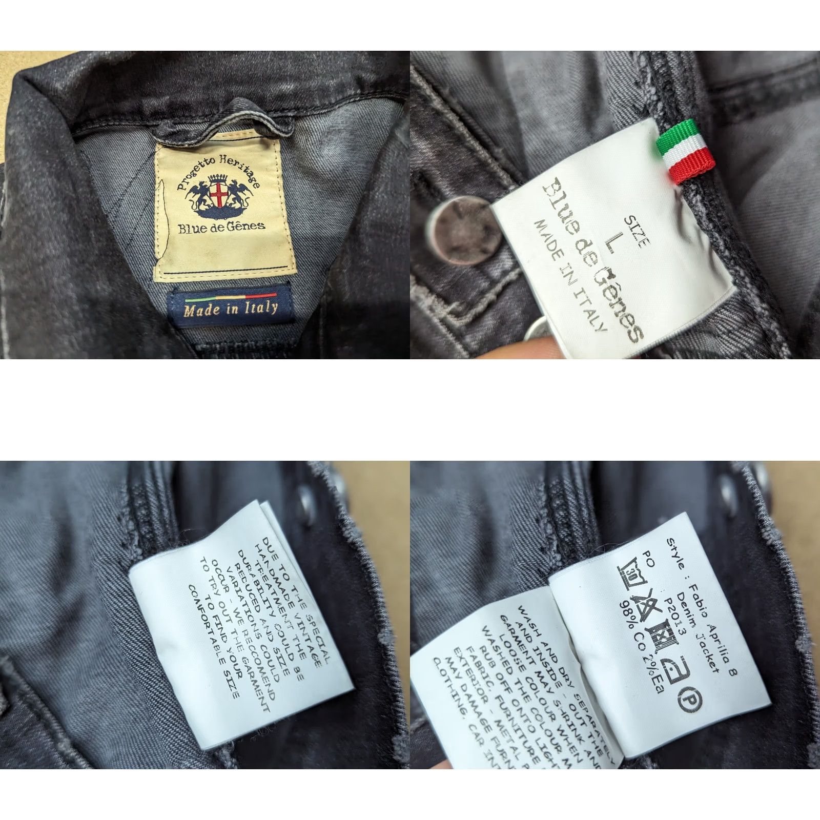 Vintage Blue de Genes Progretto Heritage Mens Denim Black Jacket L Size US L / EU 52-54 / 3 - 9 Thumbnail