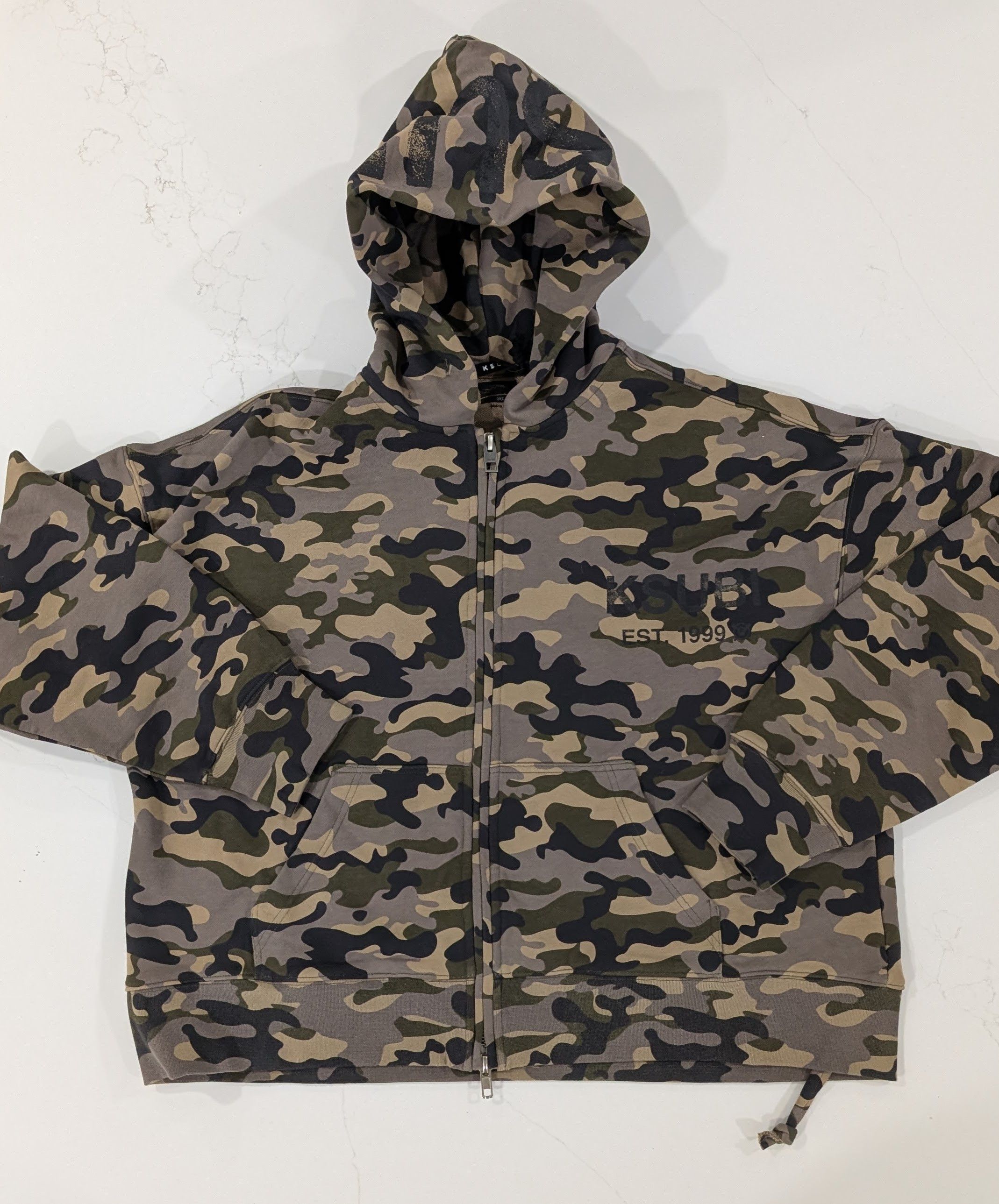 KSUBI Halen Hoodie XXL Camo Green Two Way Zip