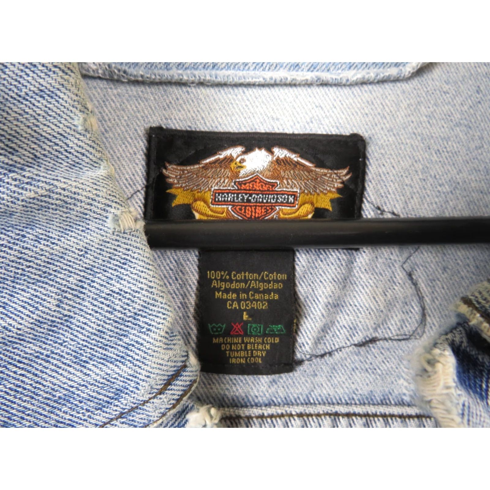 Harley Davidson VINTAGE Harley-Davidson Denim Trucker Jacket Men L Blue Cotton Solid Button Collared Lightweight Pockets Bike Motorcycle Jacket Size US L / EU 52-54 / 3 - 5 Thumbnail