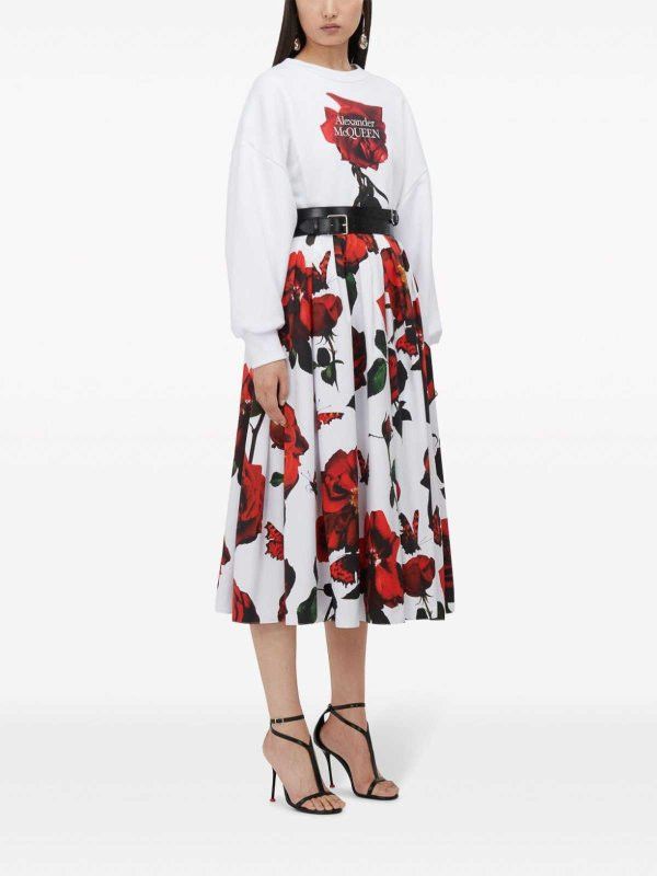 o1srvl11e0326 Pleated Midi Skirt in Multicolor