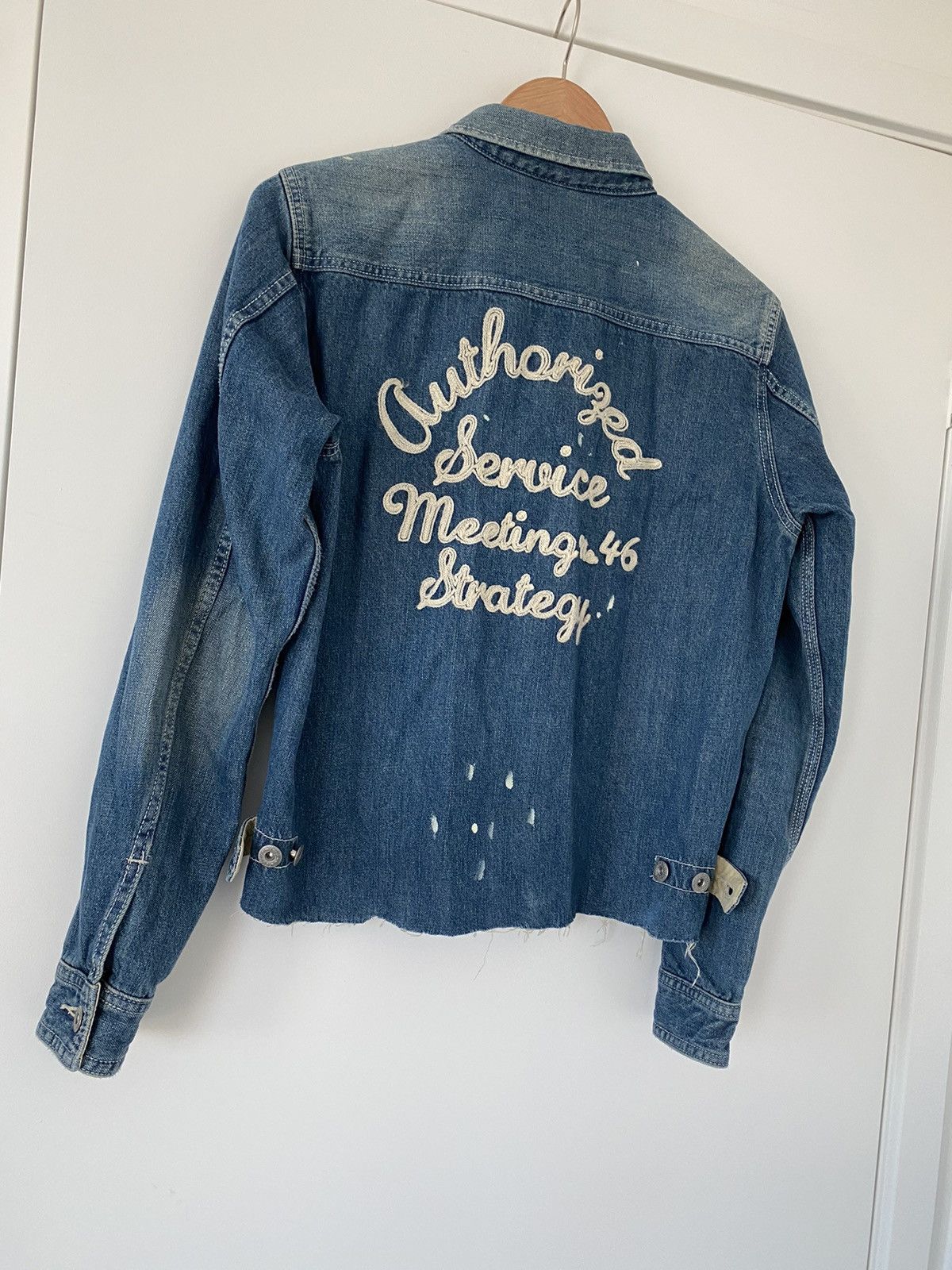 Vintage Faded distressed stitch embroidered denim jacket Size US S / EU 44-46 / 1 - 4 Thumbnail