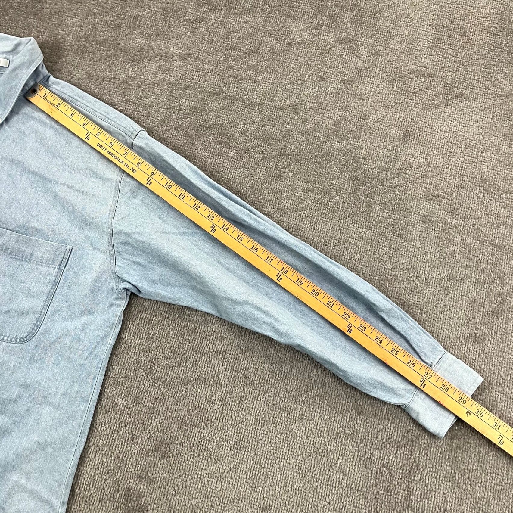 Denime WILMINGTON COUNTRY STORE Shirt Mens Large Blue Lightweight Denim Button Down L/S Size US L / EU 52-54 / 3 - 6 Thumbnail