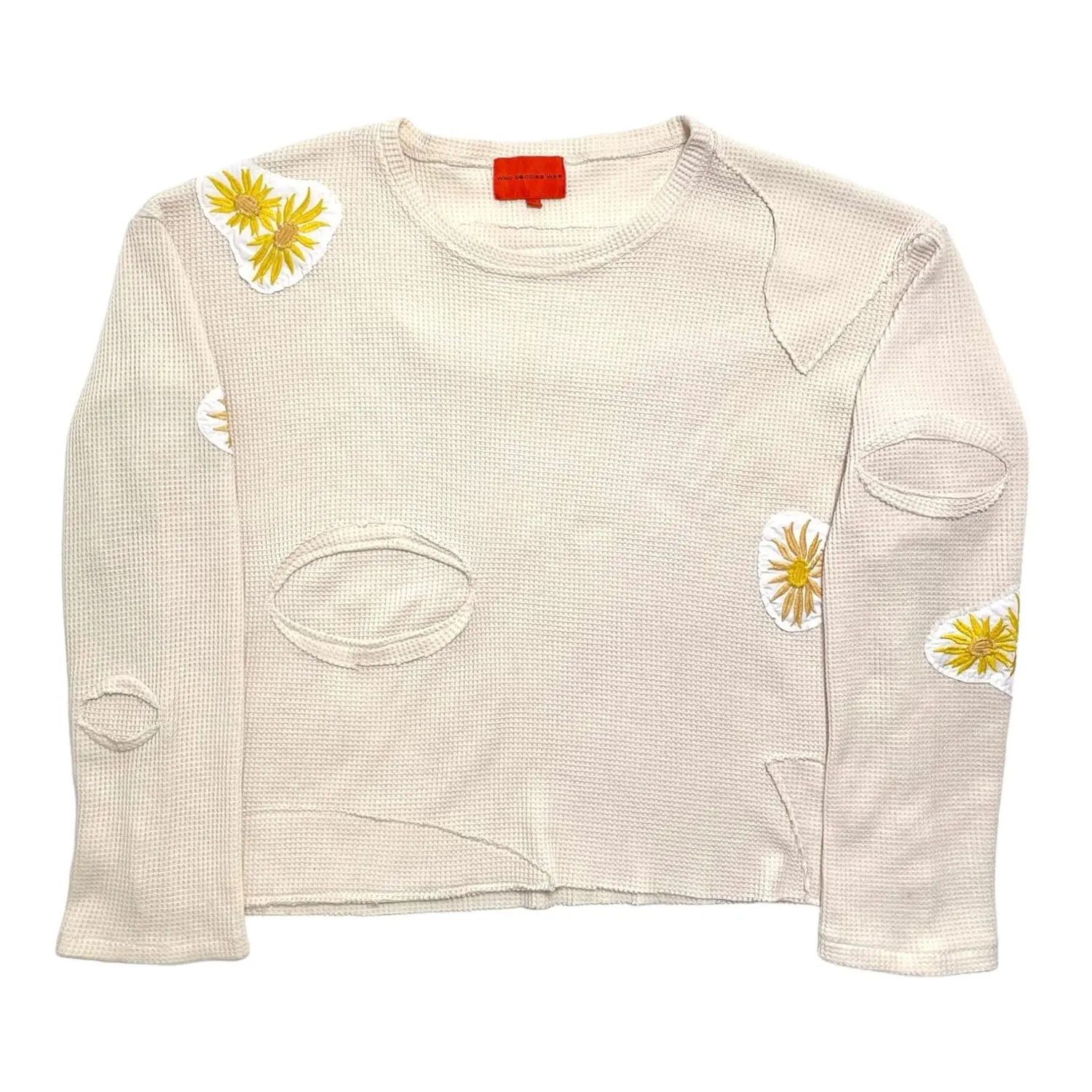 Who Decides War Knitted Flower Crewneck Sweatshirt Natural Size US M / EU 48-50 / 2 - 1 Thumbnail