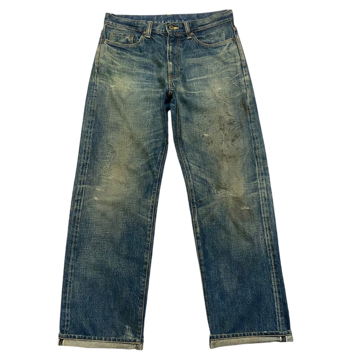 Freewheelers CALEE SUPPLY Denim Selvedge Jeans Dirty Blue Repaired Size US 32 / EU 48 - 1 Thumbnail