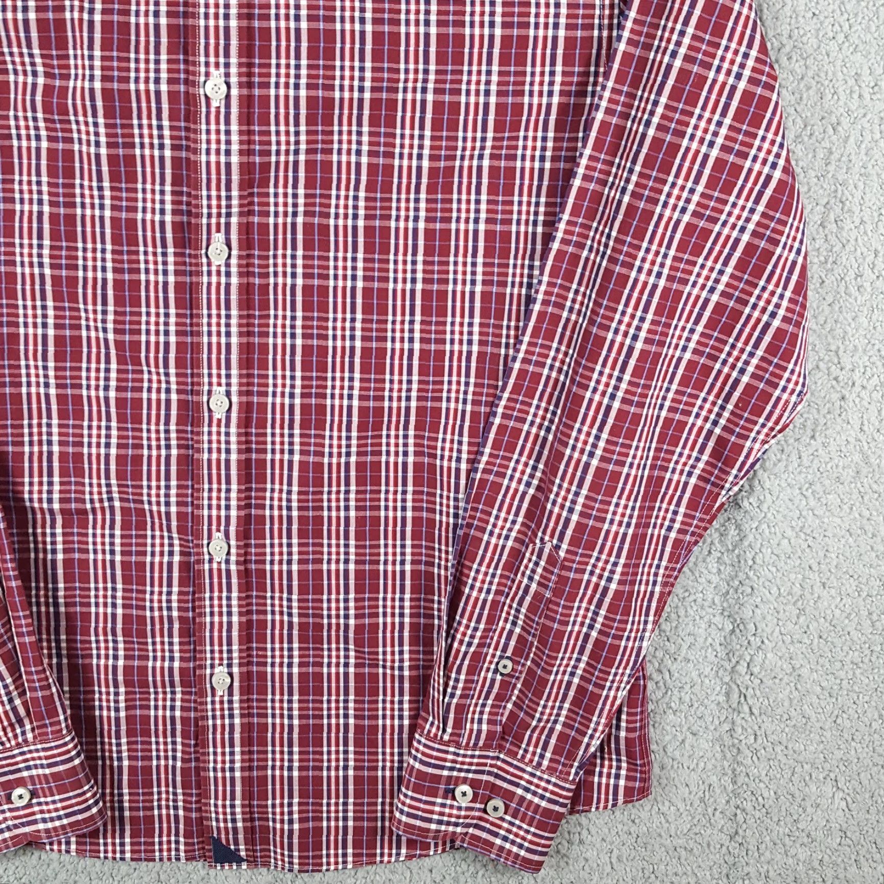 UNTUCKit VINTAGE UNTUCKit Plaid Shirt Men Large Long Sleeve Button-Up Collared Casual Preppy 90s Red Maroon Shirt Mens Large Size US L / EU 52-54 / 3 - 3 Thumbnail