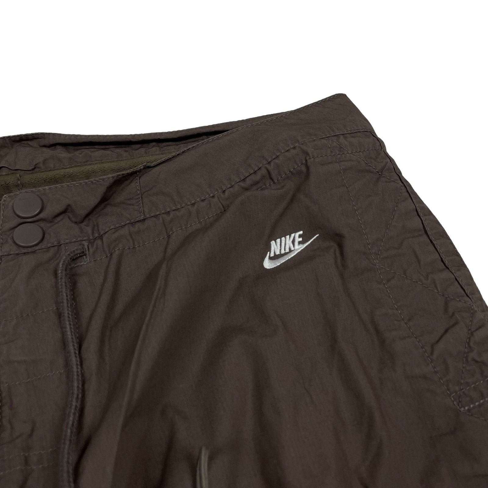 Nike × Vintage Nike Women's Brown Mid-Rise Baggy Drill Track Pants Large Size 27" / US 4 / IT 40 - 2 Thumbnail