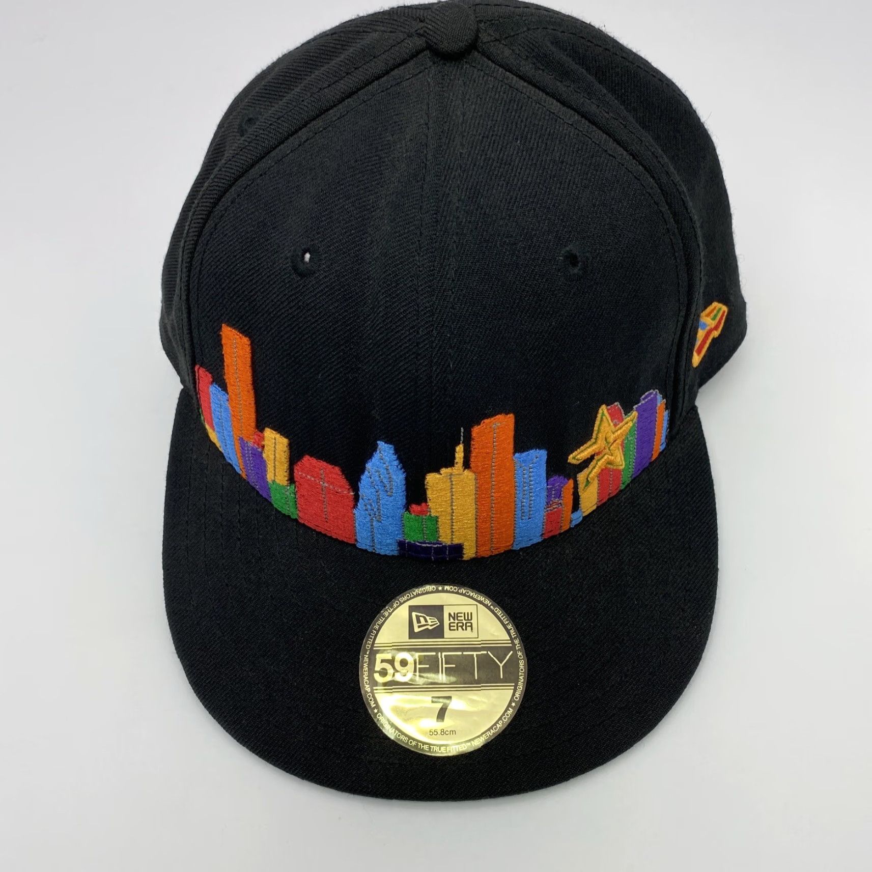 New Era VINTAGE New Era Houston Astros City Skyline Fitted Hat 7 Black 100% Wool Sports Mens Size ONE SIZE - 2 Thumbnail