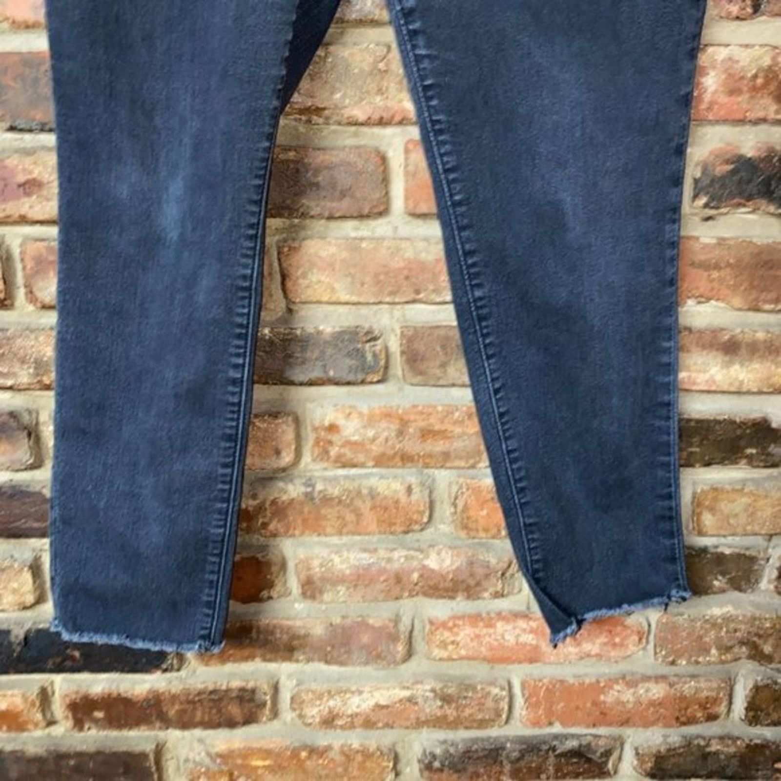 Loft Ann Taylor LOFT Black Wash Denim Raw Hem Skinny Jeans 32/14 Size 36" / US 14 / IT 50 - 3 Thumbnail