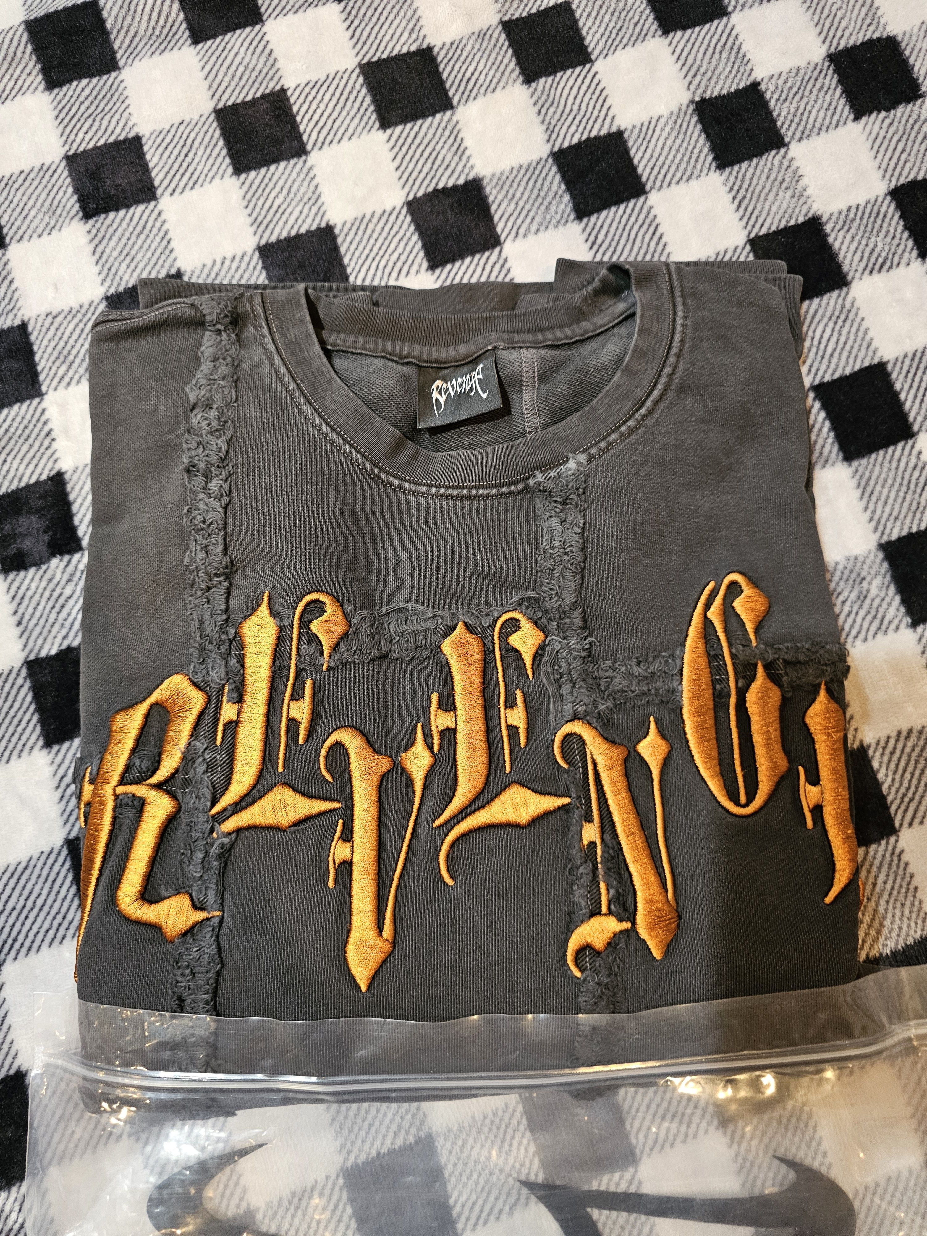 image of Revenge Patchwork Crewneck Washed Grey Medium, Men's