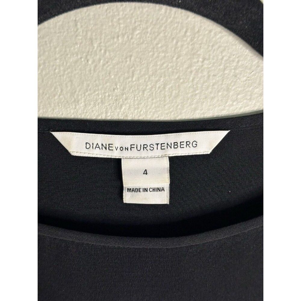 Diane von Furstenberg Diane von Furstenberg Women's 4 Black Print Becky Blouse 10 Size S / US 4 / IT 40 - 3 Thumbnail