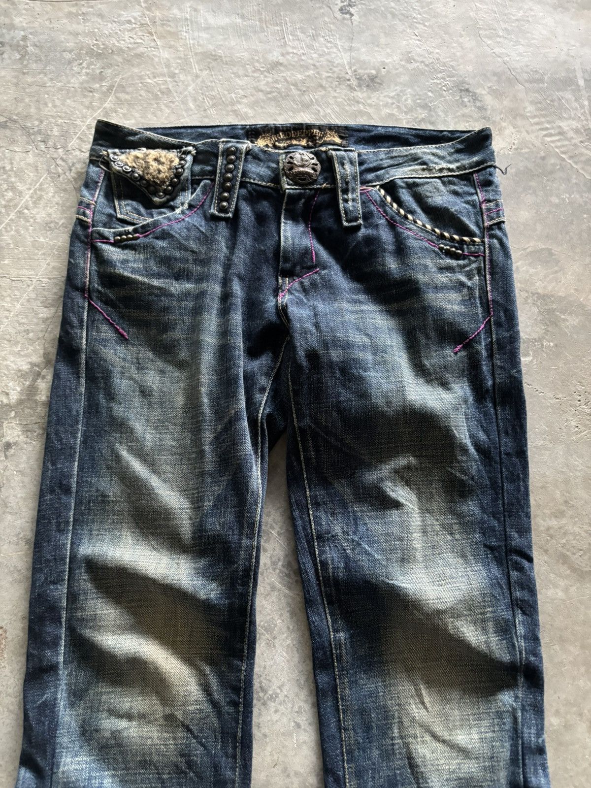 If Six Was Nine RED PEPPER JEANS leopard fur backpocket wing punk grunge Size US 32 / EU 48 - 2 Thumbnail