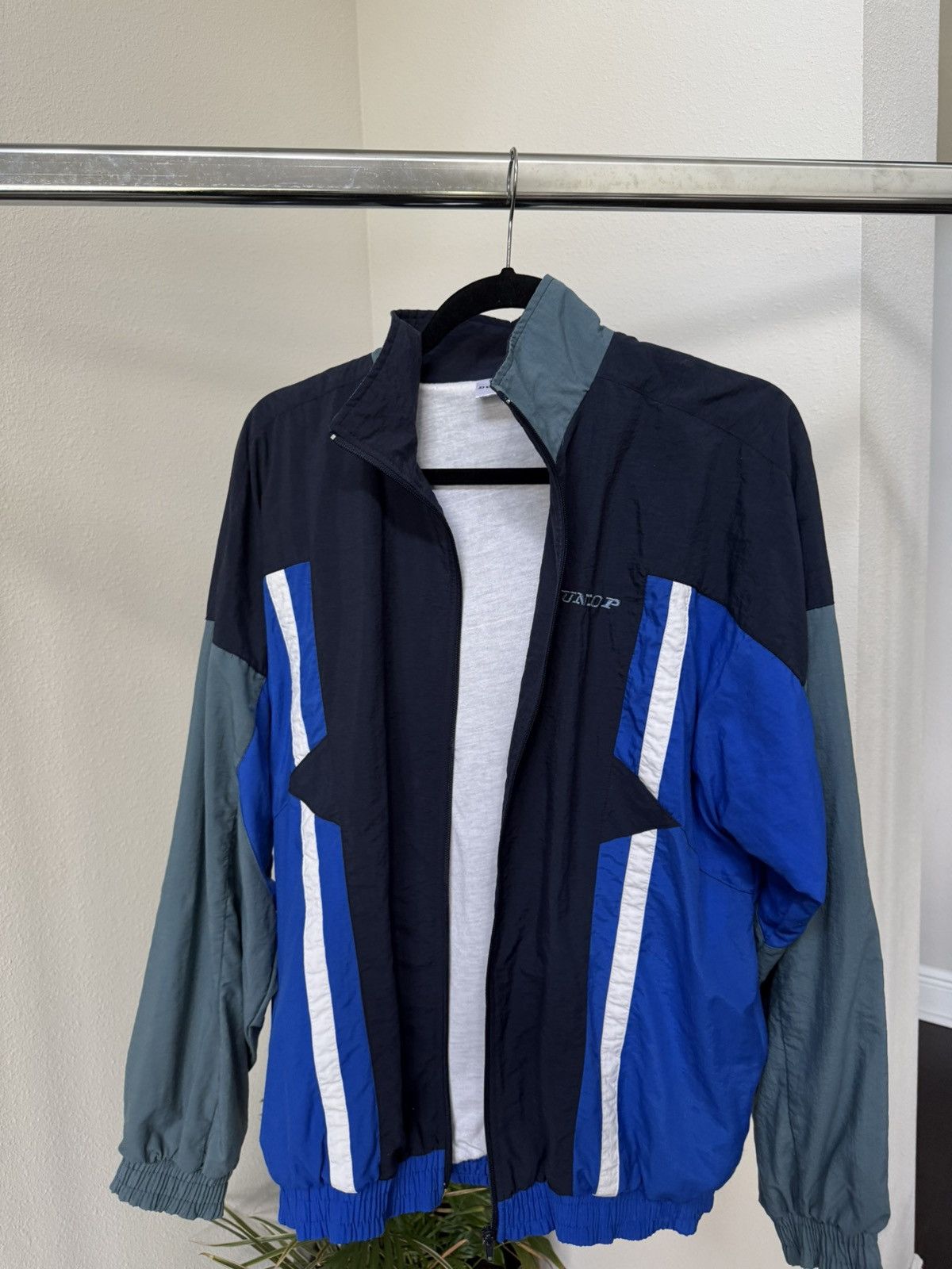 Dunlop 90s Vintage Dunlop Sport Jacket Windbreaker Blue Grey Size M Size US M / EU 48-50 / 2 - 3 Thumbnail