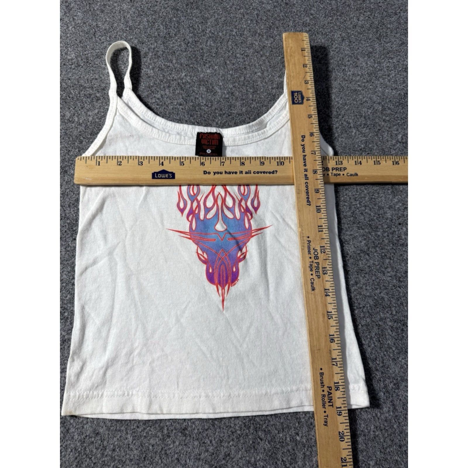 Vintage VINTAGE Y2K Flames Flame Fashion Victim Women’s Tank Top Tank S White 100% Cotton Sleeveless Spaghetti Straps Small Womens 2001 Size S / US 4 / IT 40 - 8 Thumbnail