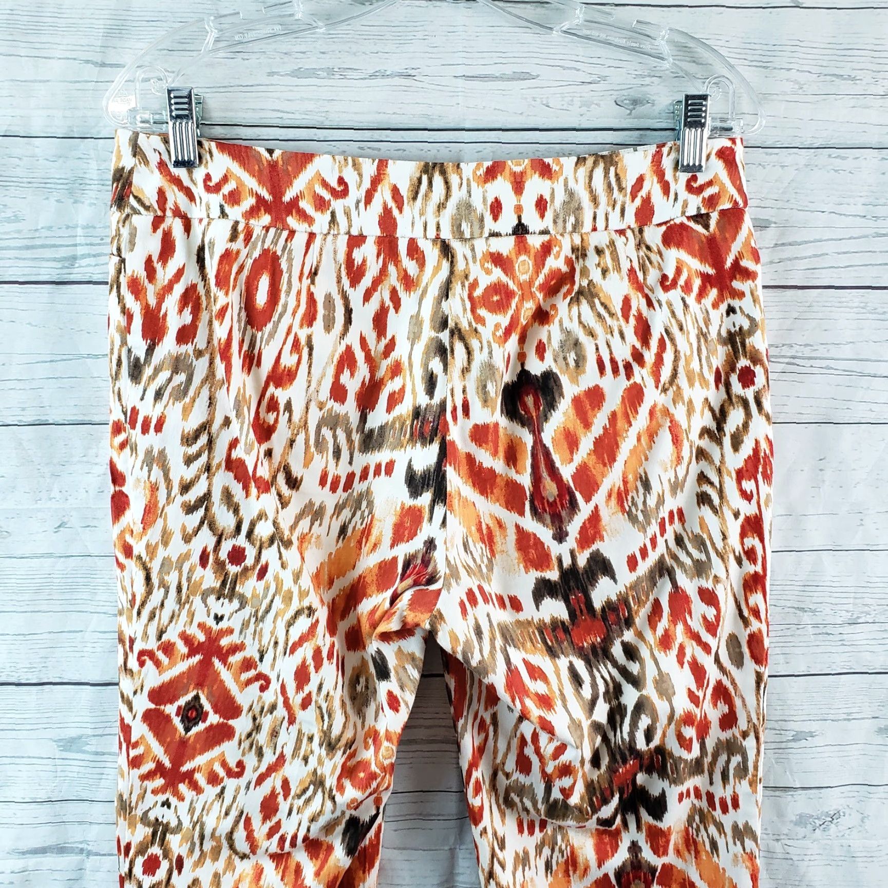 Vintage Chicos Womens Cropped Pants Sz 4 Orange Red Mid Rise Cotton Blend Pants Women Cropped 24 Inseam Mens Womens Size 27" / US 4 / IT 40 - 4 Thumbnail