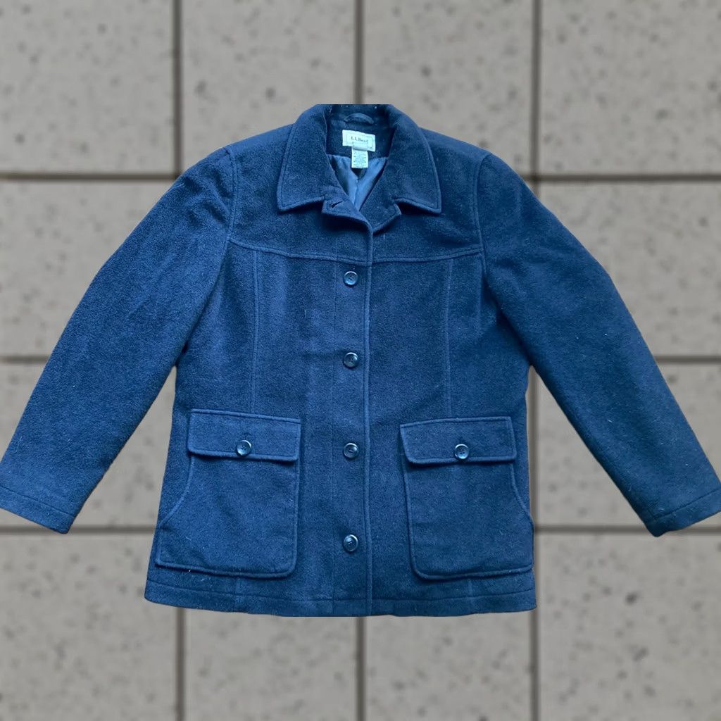 Vintage L.L. Bean Shirt Jacket Womens Wool Blend Shacket Black Button Pea Coat Outdoor M Regular Women Jacket Menus? Size M / US 6-8 / IT 42-44 - 1 Thumbnail