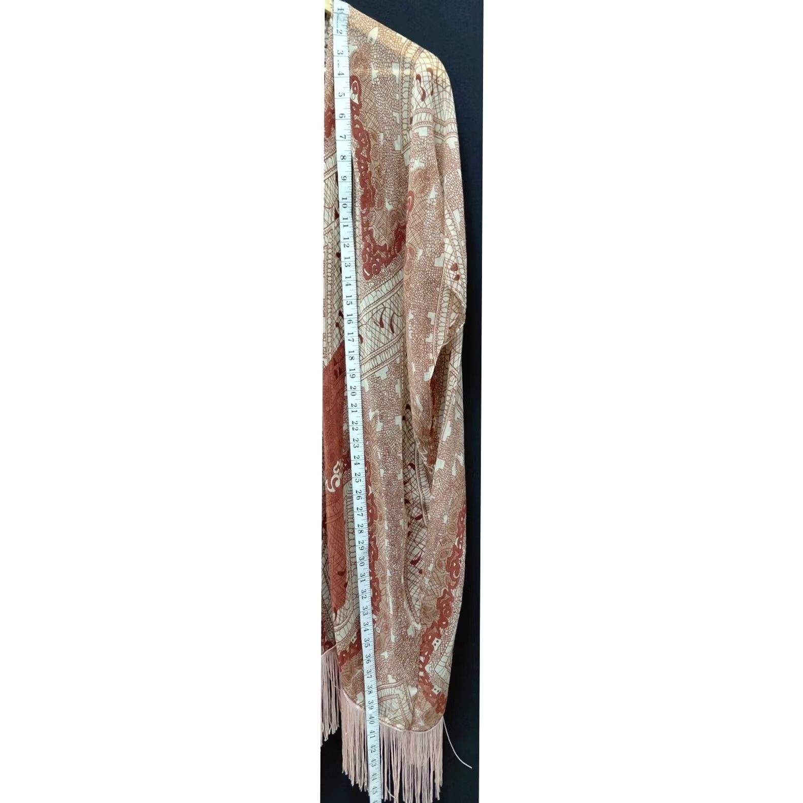 Vintage Janice Boho Fringe Kimono Cardigan Shawl Open Front One Size | Size OS Size ONE SIZE - 7 Thumbnail