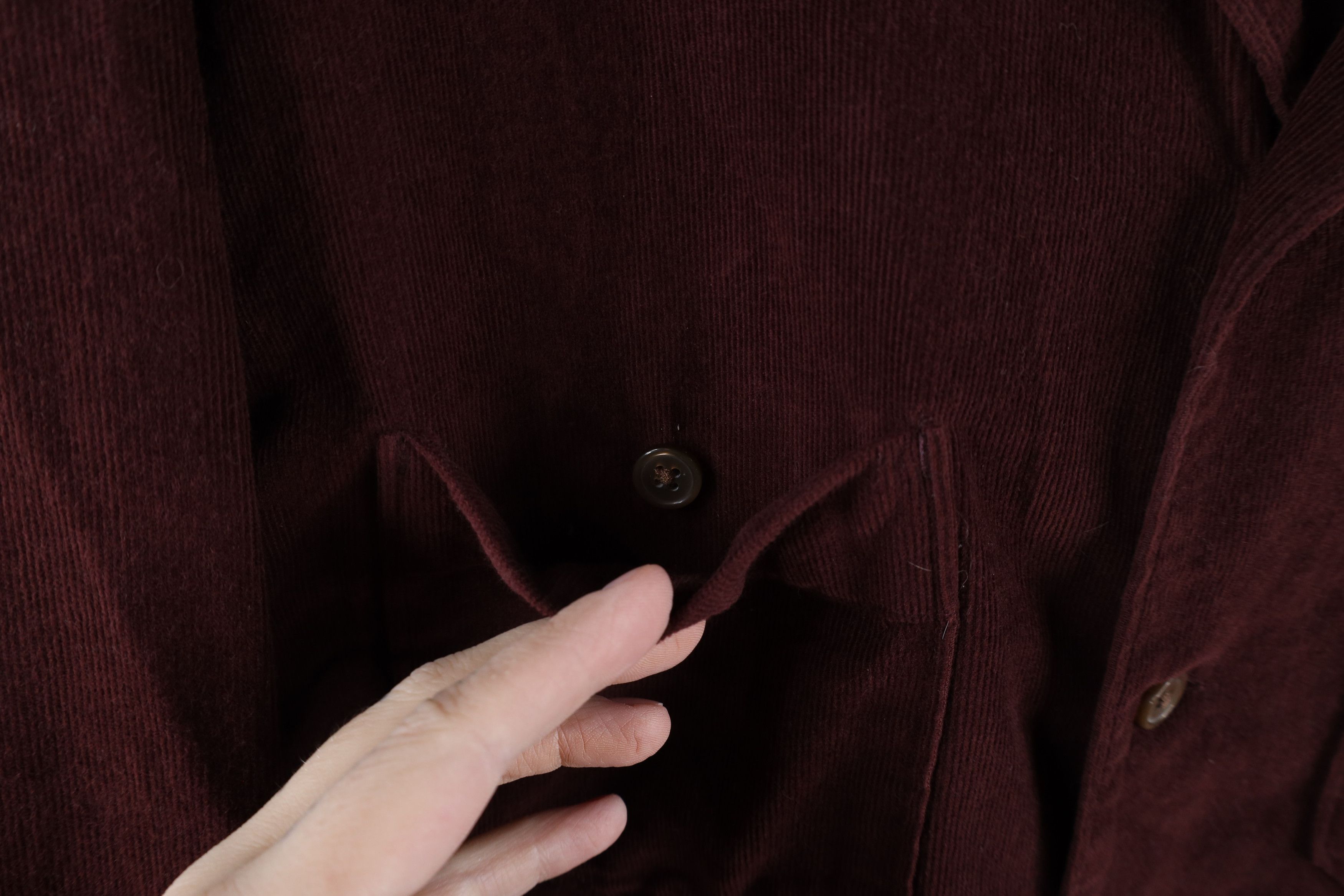 J.Crew × Vintage J Crew Collar Corduroy Double Pocket Button Shirt Burgundy Size US L / EU 52-54 / 3 - 5 Thumbnail