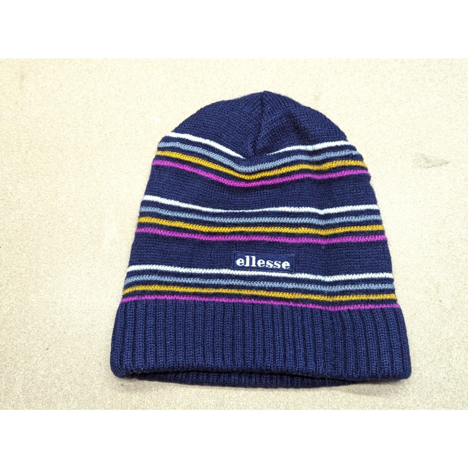 Ellesse VINTAGE Ellesse Beanie Hat One Size Wool Made in Italy Striped Retro Mens Womens Unisex Adults Knit Size ONE SIZE - 2 Thumbnail