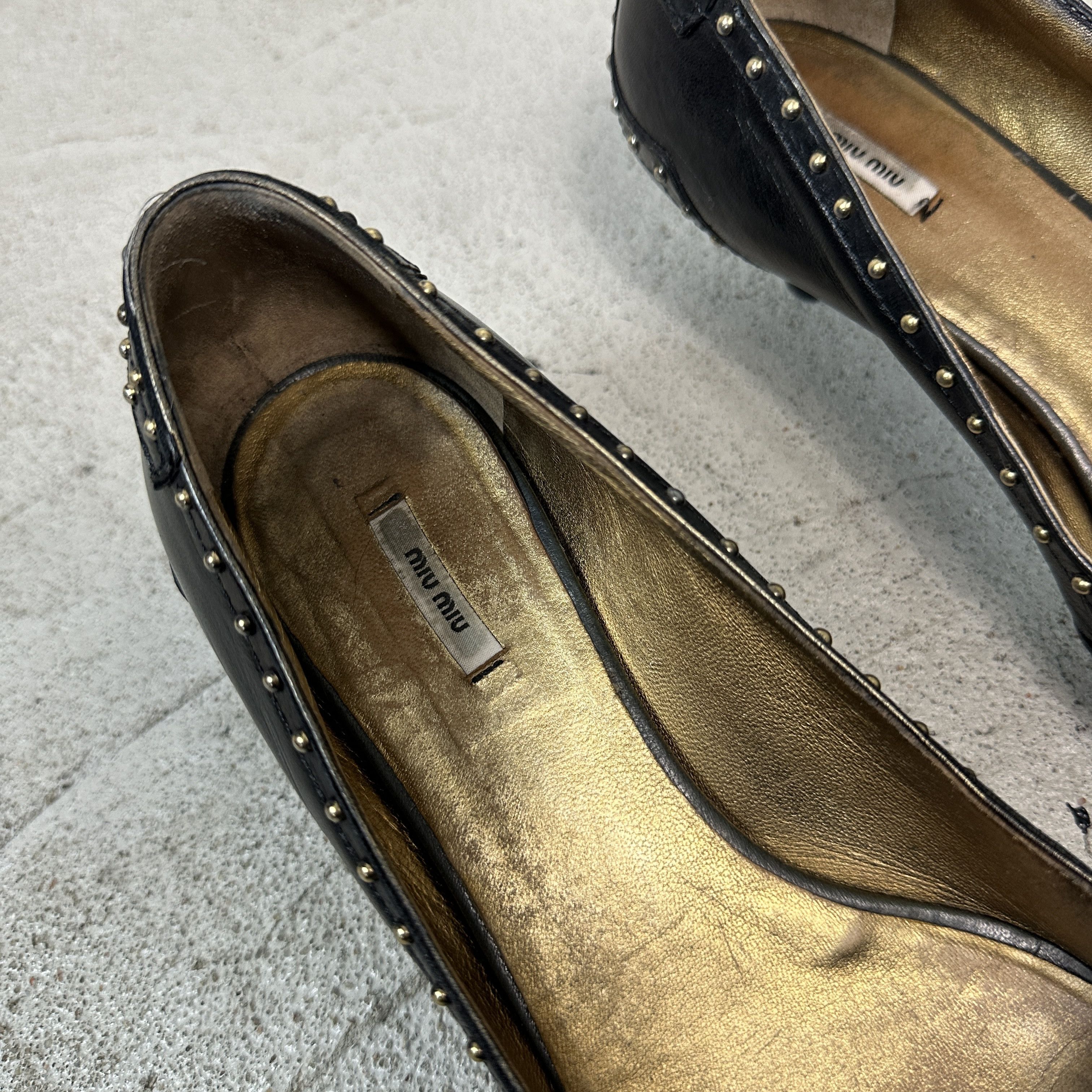 Miu Miu × Vintage Vintage Avant Garde Leather Miu Miu Studded 00s Heels Size US 5 / IT 35 - 5 Thumbnail