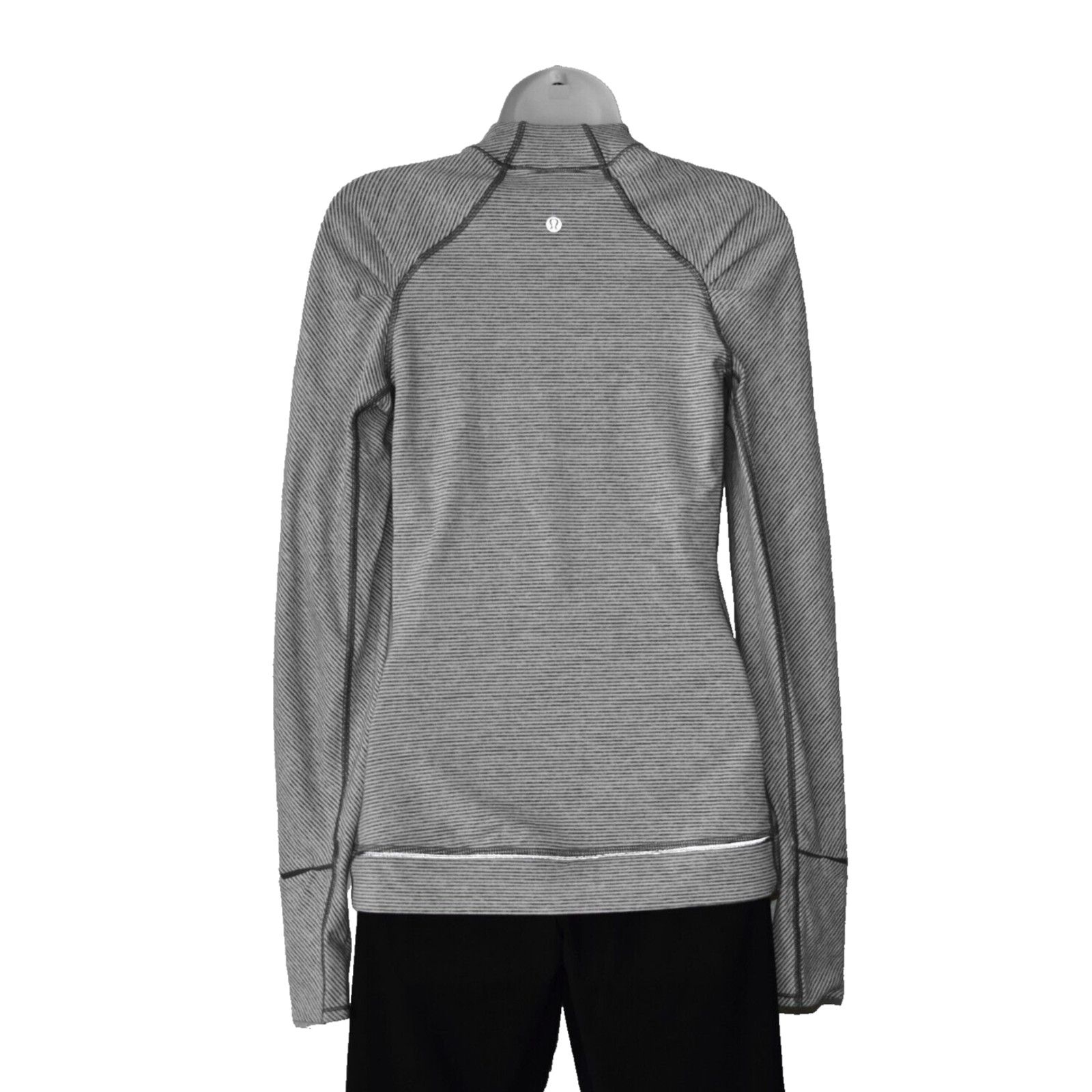 Lululemon LULULEMON Grey Striped Zip Pocket Long Sleeve Workout Top 6 Size M / US 6-8 / IT 42-44 - 2 Thumbnail