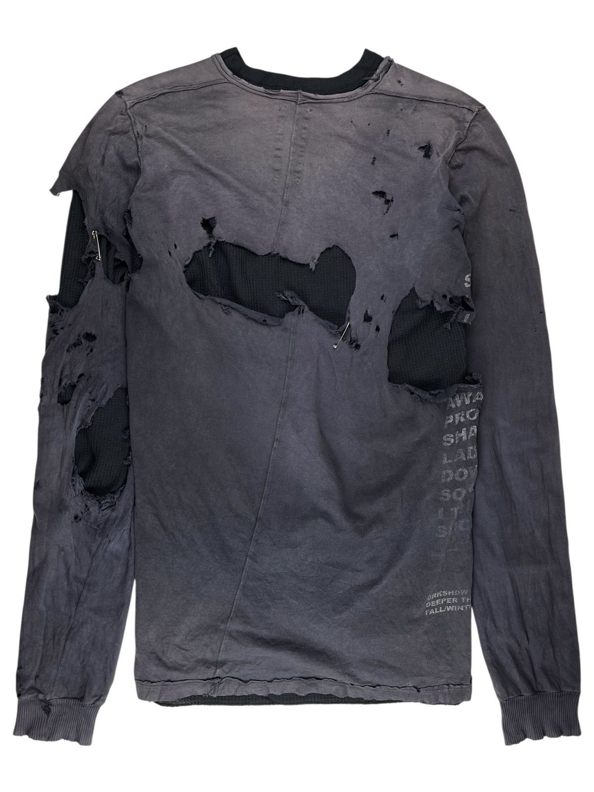 Rick Owens × Rick Owens Drkshdw × Vintage FW07 Rick Owens Exploder Poem Longsleeve Tshirt Thrashed Size US M / EU 48-50 / 2 - 2 Thumbnail