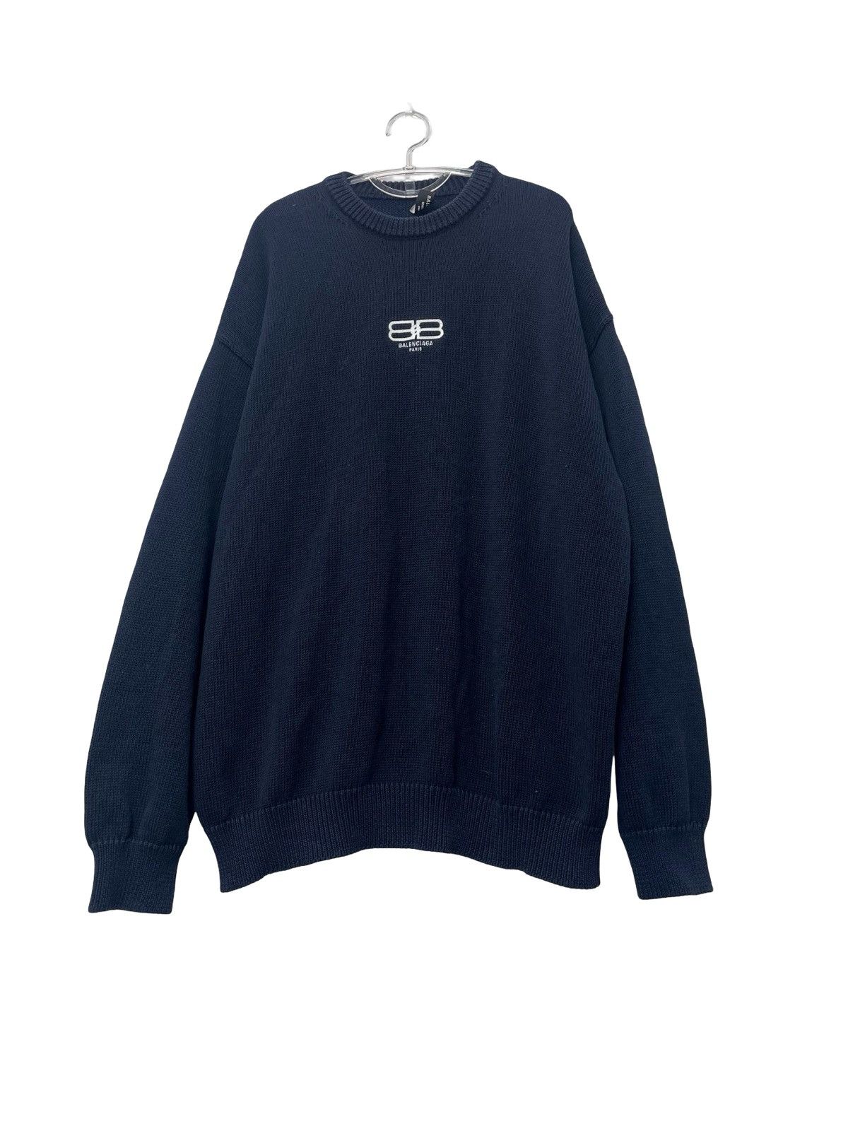 Balenciaga BB Logo Embroidered Oversized Crewneck Knit Sweater Size US L / EU 52-54 / 3 - 1 Thumbnail