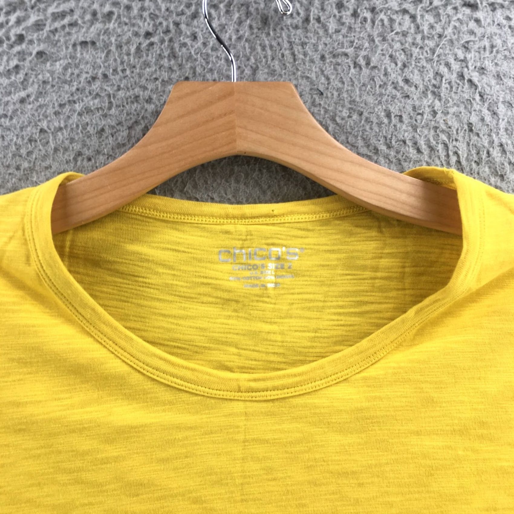 Vintage Chicos Blouse Womens L Yellow Cotton Blend Short Puff Sleeve Casual Pullover Shirt Mens? Size L / US 10 / IT 46 - 3 Thumbnail
