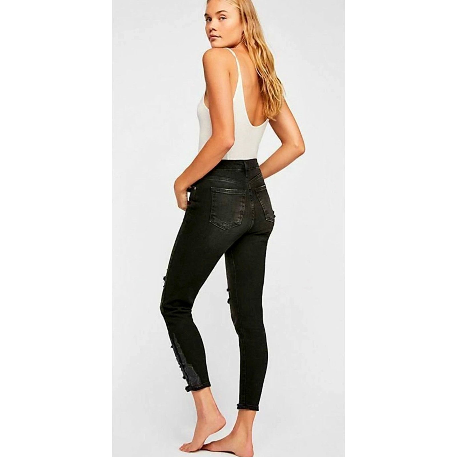 Free People Free People About a Girl Ripped Skinny Jeans Black 25 Size 25" / US 0 / IT 36 - 6 Thumbnail