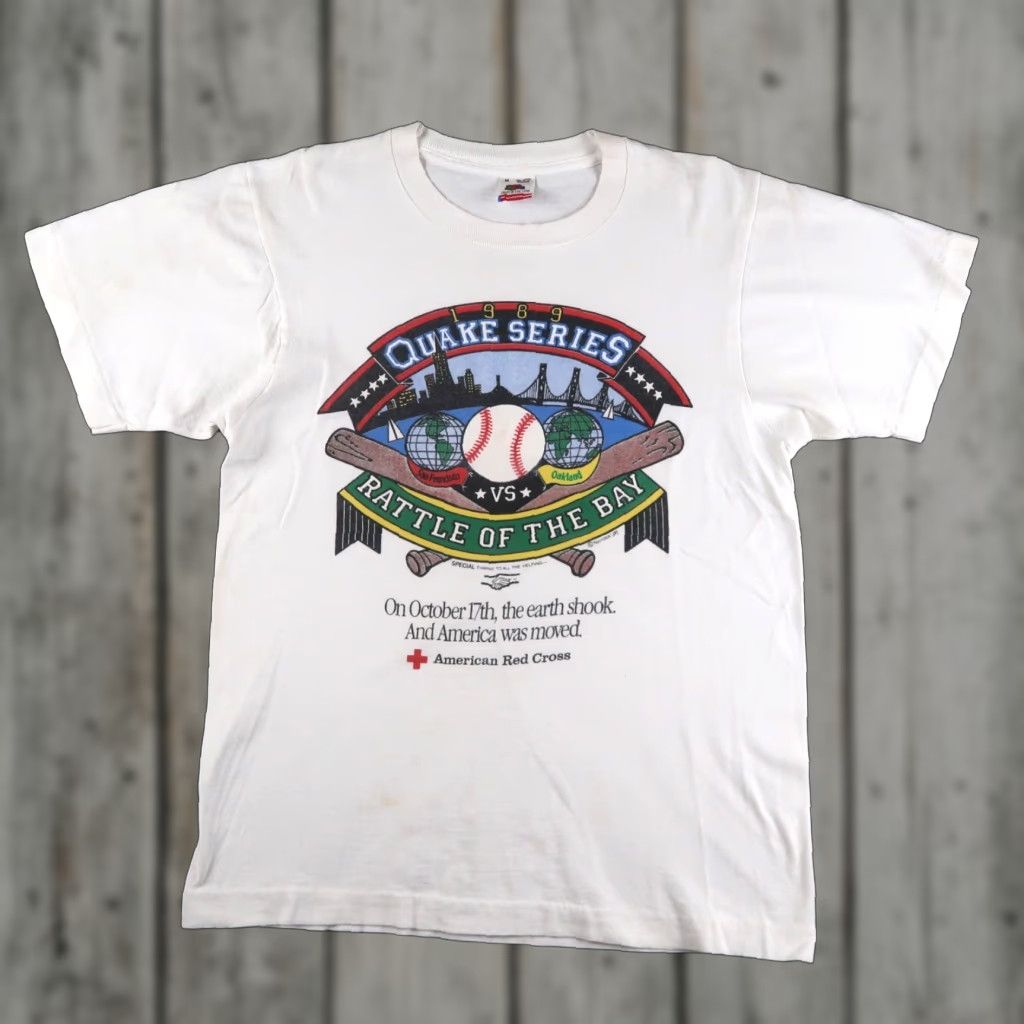 Fruit Of The Loom VTG 80s 1989 MLB World Series Battle of the Bay Quake Series White T-Shirt M Size US M / EU 48-50 / 2 - 1 Thumbnail