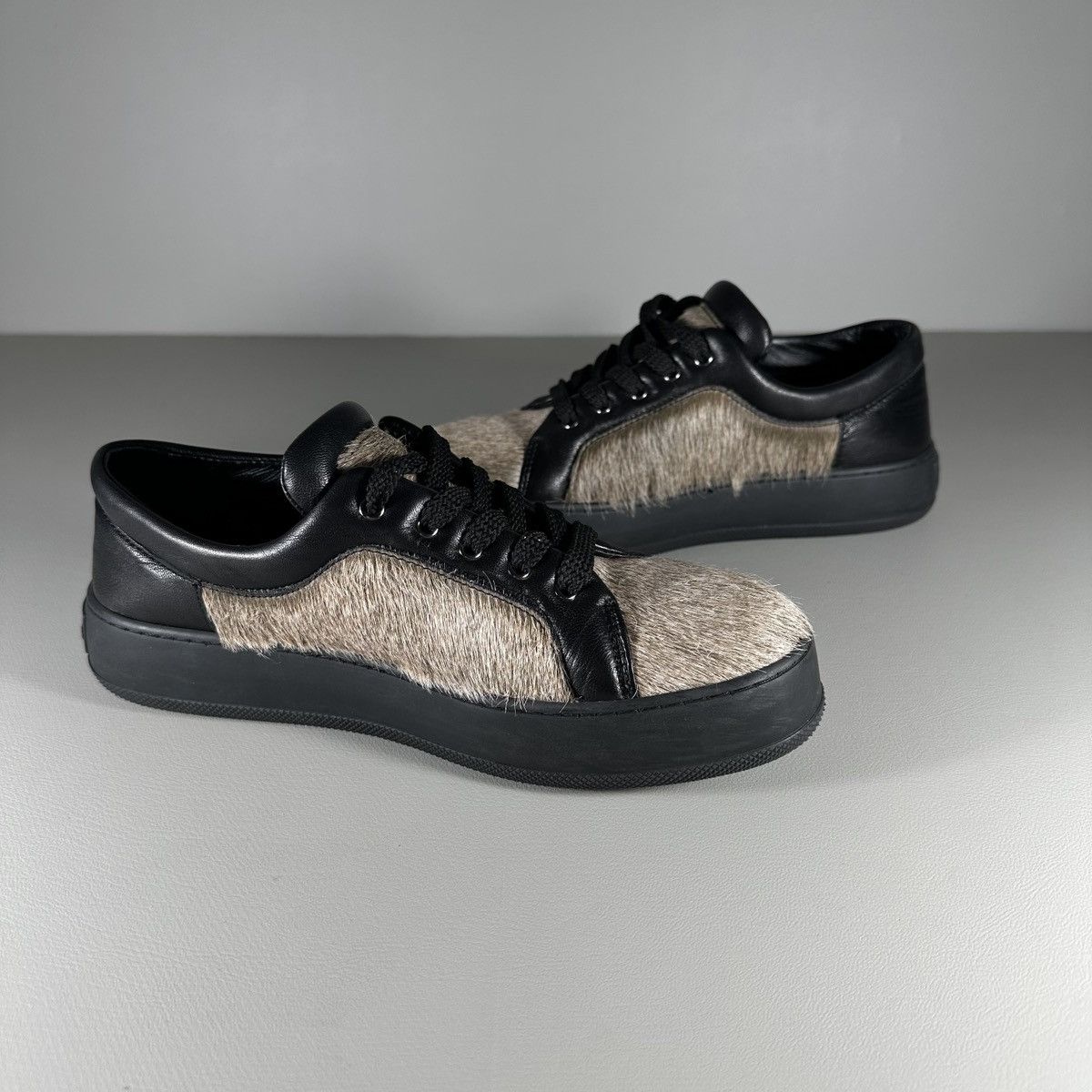Max Mara Max Mara Atelier Leather Calf Hair Sneakers Size US 7.5 / IT 37.5 - 5 Thumbnail