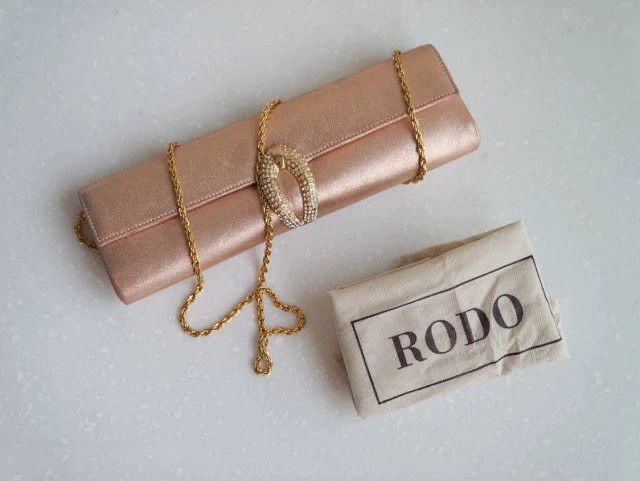 Other Rodo Women's Pearlized Pink Leather Chain Clutch Size ONE SIZE - 1 Thumbnail