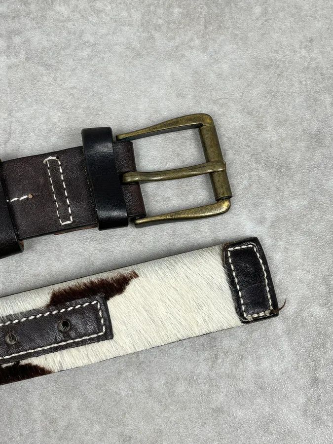 Dolce & Gabbana 2000s Dolce & Gabbana Brown & White Fur Leather Belt Size ONE SIZE - 5 Thumbnail