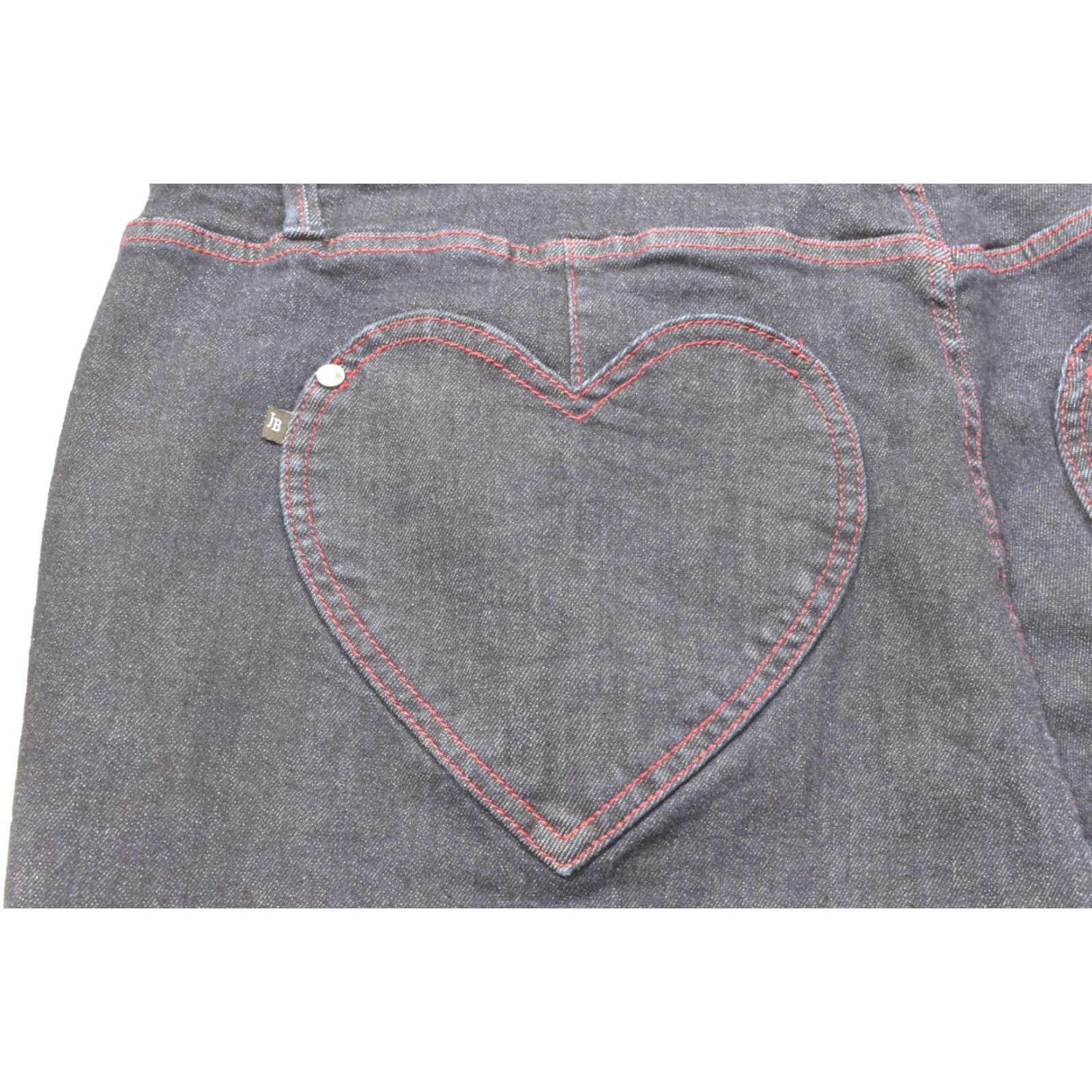 Vintage Judy Blue Jeans Women 22W Skinny Dark Wash Red Stitching Heart Back Pockets Snap Button 5-Pocket Denim Cotton High Rise Plus Size Womens Size 40" / US 18 - 5 Thumbnail