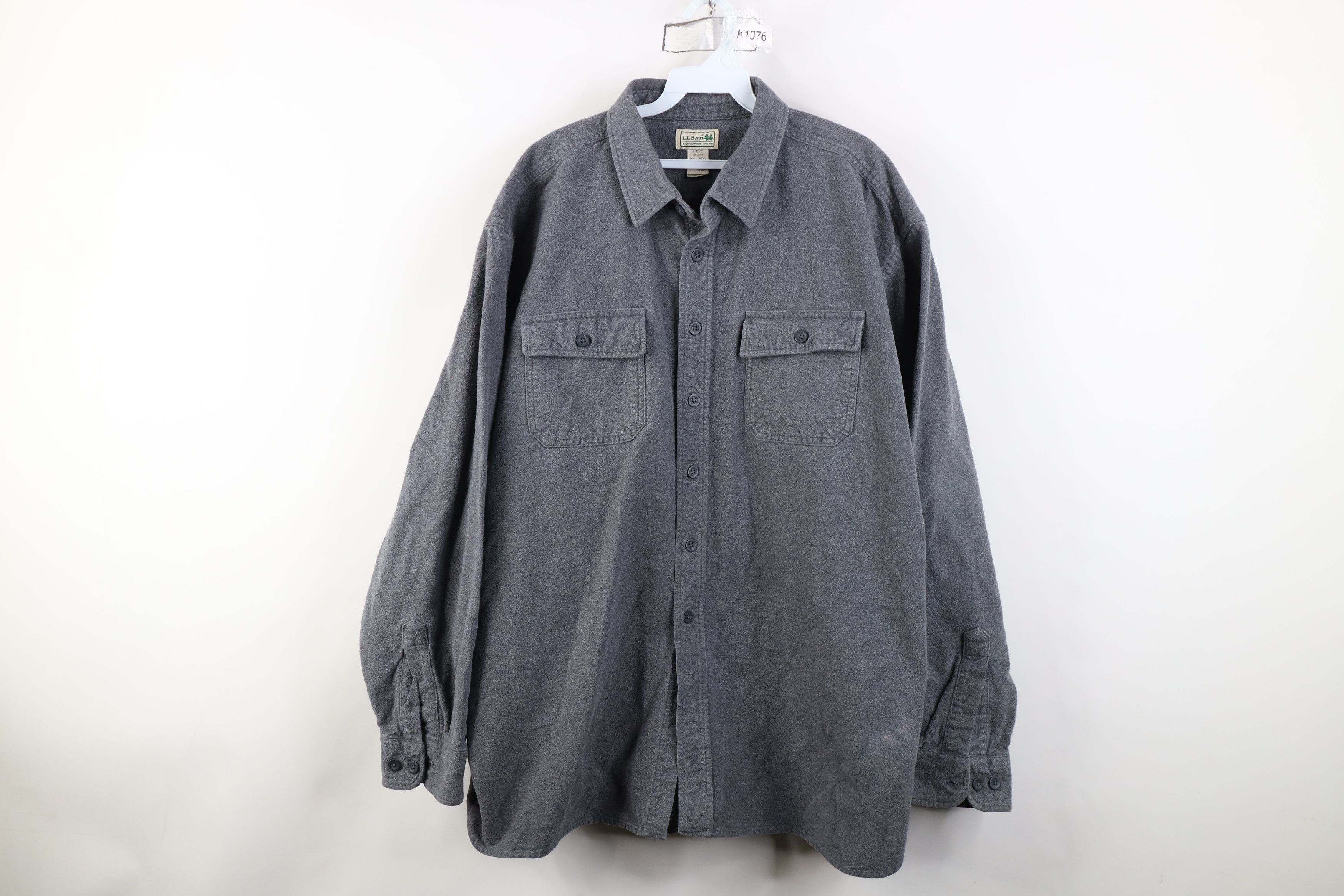 L.L. Bean Vintage 90s LL Bean Heavy Chamois Cloth Button Shirt Gray Size US XXL / EU 58 / 5 - 1 Thumbnail