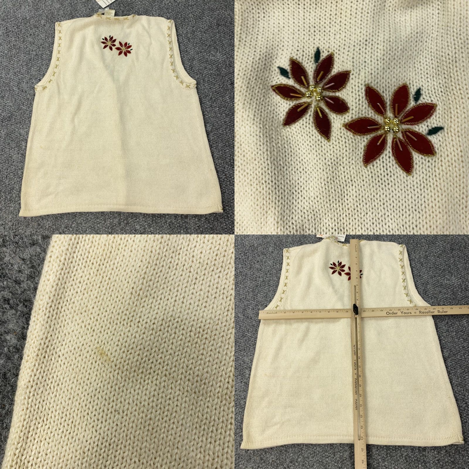 Vintage VINTAGE Bobbie Brooks Sweater Vest Womens Medium White Christmas Poinsettia Beaded Embroidered 80s Size M / US 6-8 / IT 42-44 - 8 Thumbnail