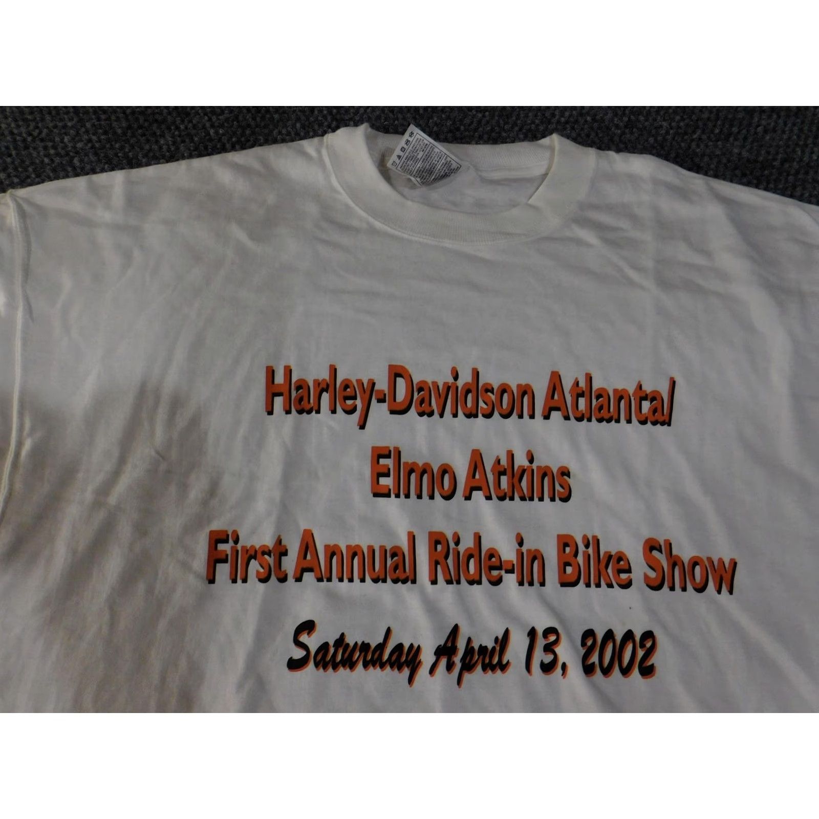 Fruit Of The Loom Vintage Harley-Davidson Atlanta Shirt Mens 2XL White Elmo Atkins Bike Show 2002 Shirt Size US XXL / EU 58 / 5 - 6 Thumbnail