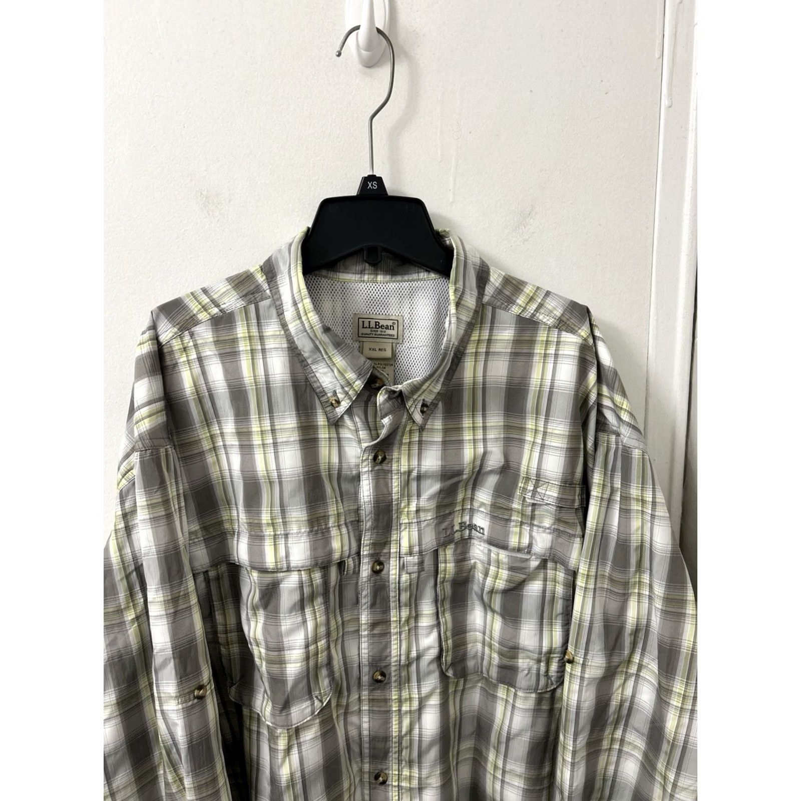 Vintage L.L. Bean Fishing Shirt Mens 2XL Grey Green Plaid Button Down Outdoor L/S Size US XXL / EU 58 / 5 - 2 Thumbnail