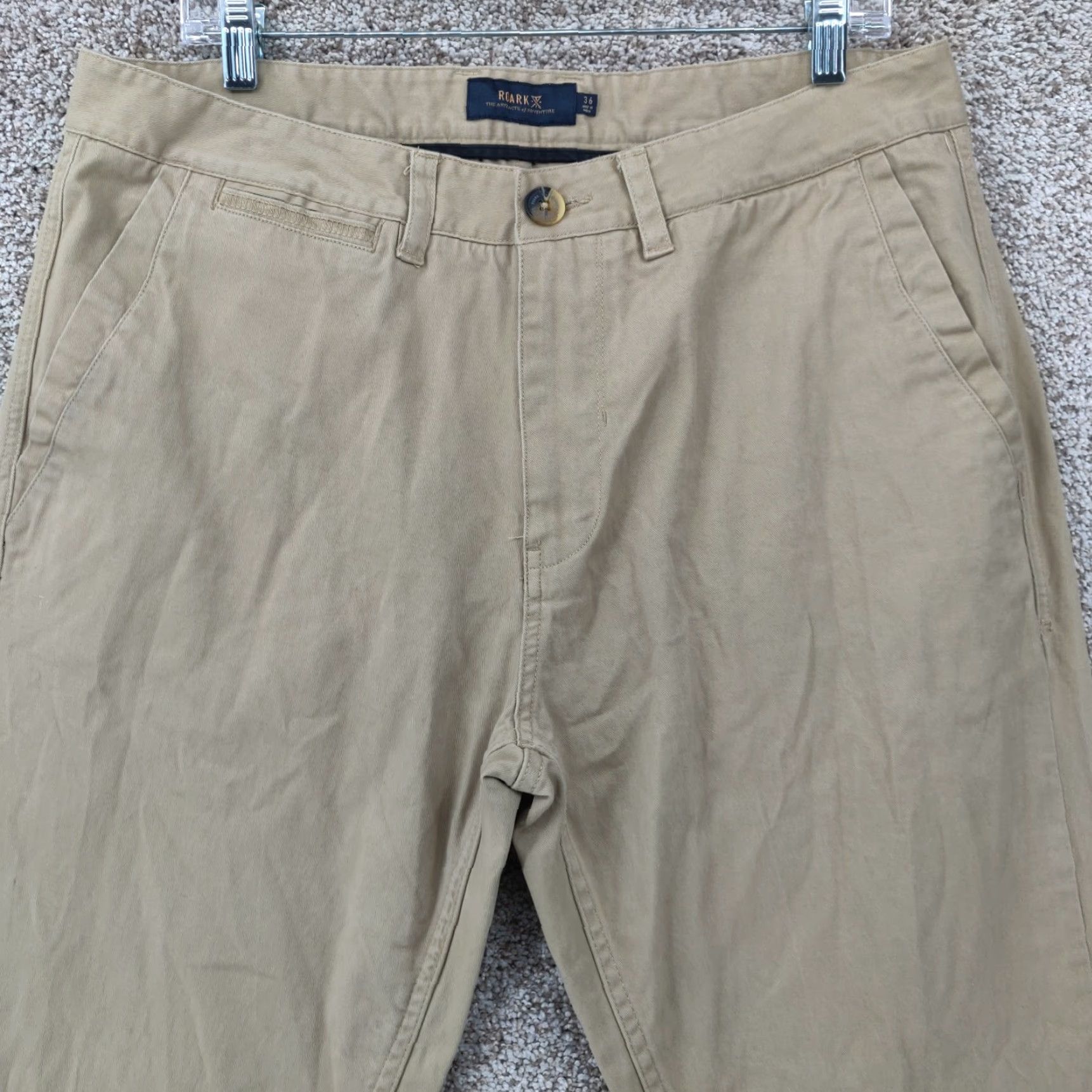 Roark ROARK Mens Pants 36x30 Brown Chino Outdoors Stretch Pockets Regular Flat Front Belt Loops Size US 36 / EU 52 - 2 Thumbnail